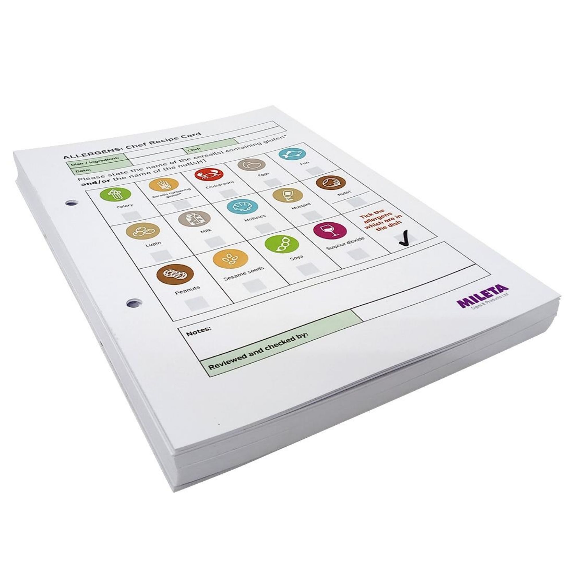 Picture of Chef Dishes Allergy Replacement Double-Sided Cards (50 Pack) - CG203