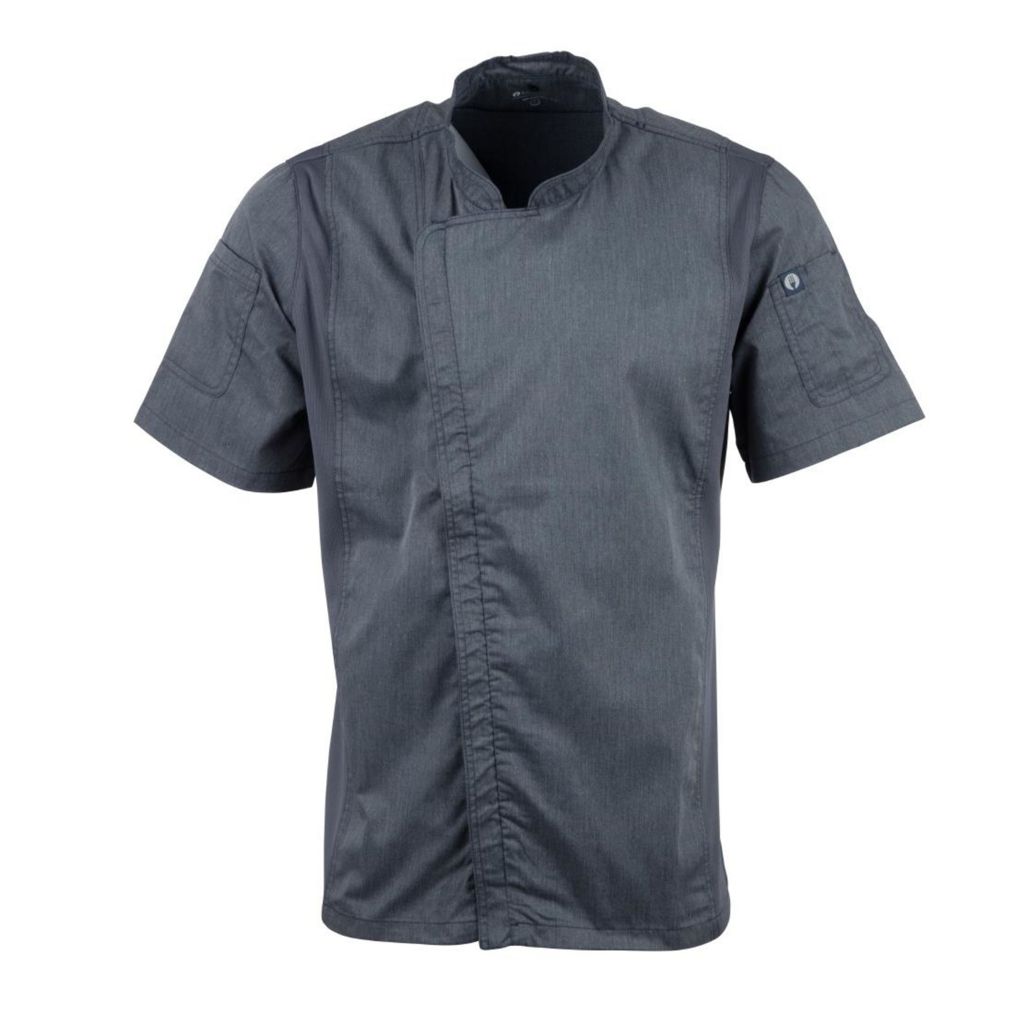 Picture of Chef Works Unisex Springfield Lightweight Short Sleeve Zipper Coat Ink Blue Size XS - BB267-XS