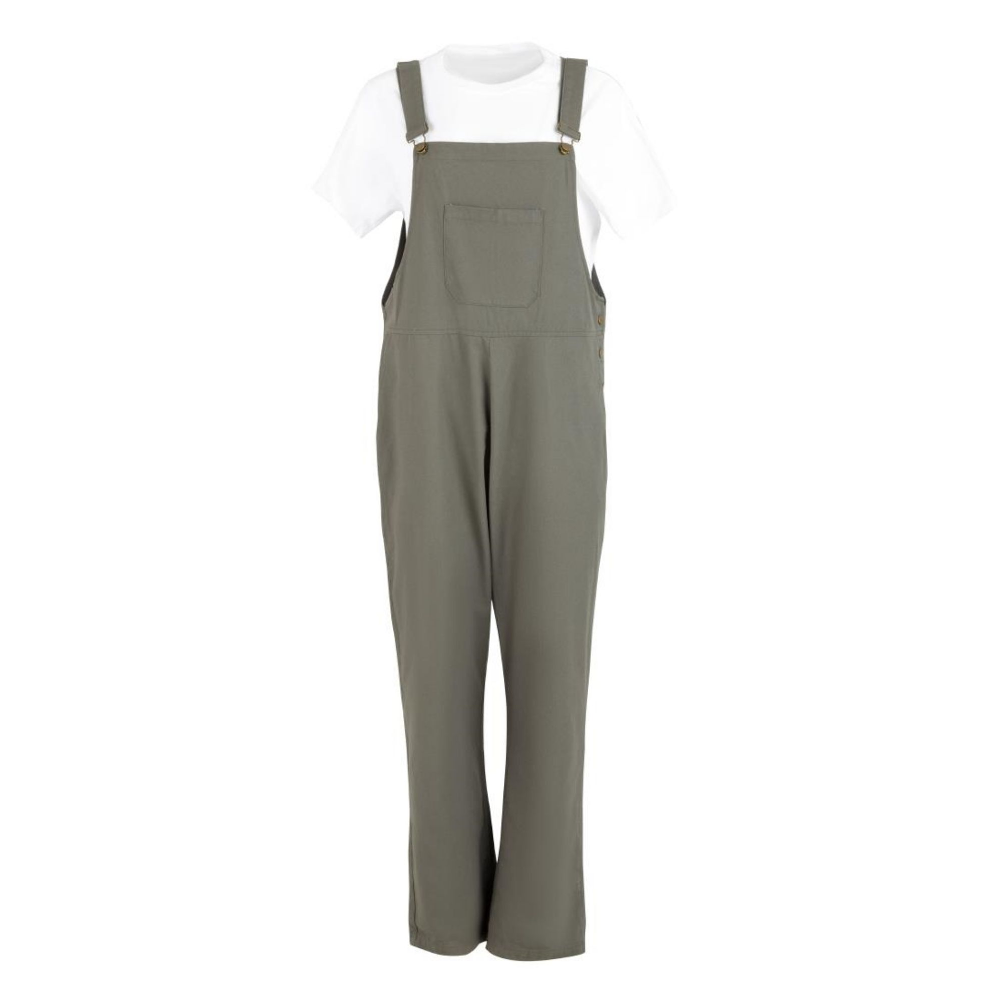 Picture of Southside Bib & Brace Cotton Canvas Dungarees Khaki Black L - BA173-L