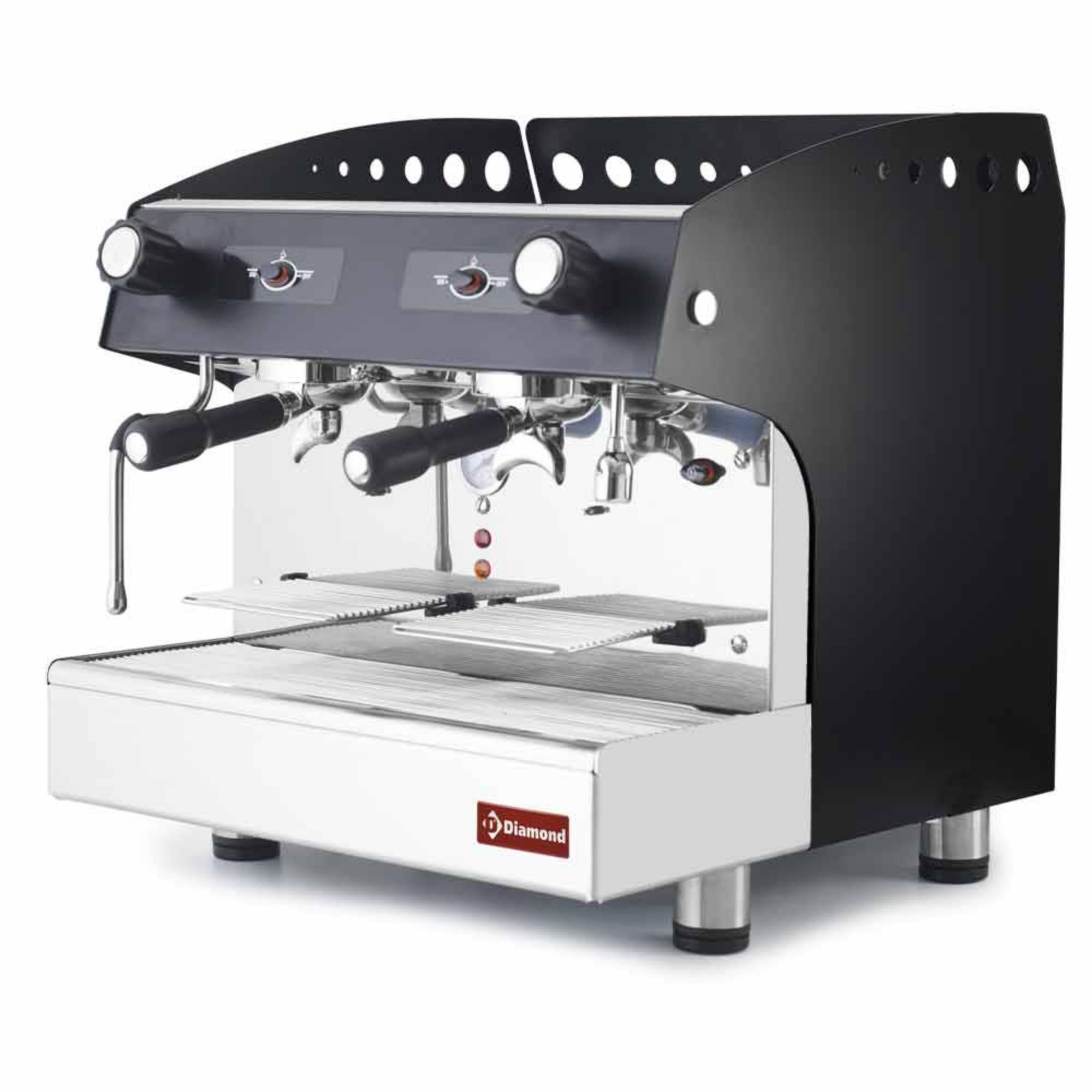 Picture of Semi-automatic expresso coffee machine 2 groups - BLACK - COMPACT/2PB