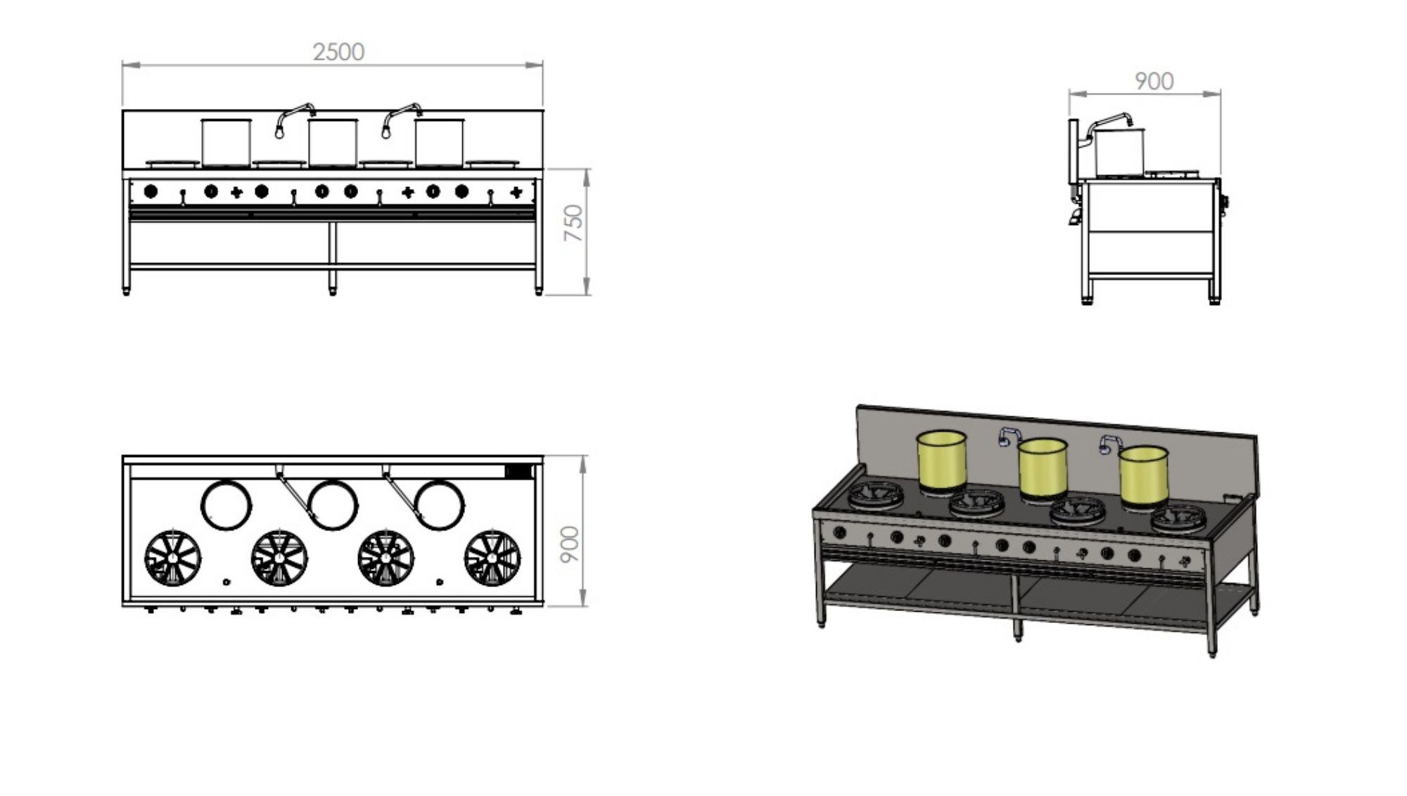 Picture of GAS WOK TABLE 4X17kW + 3X9kW