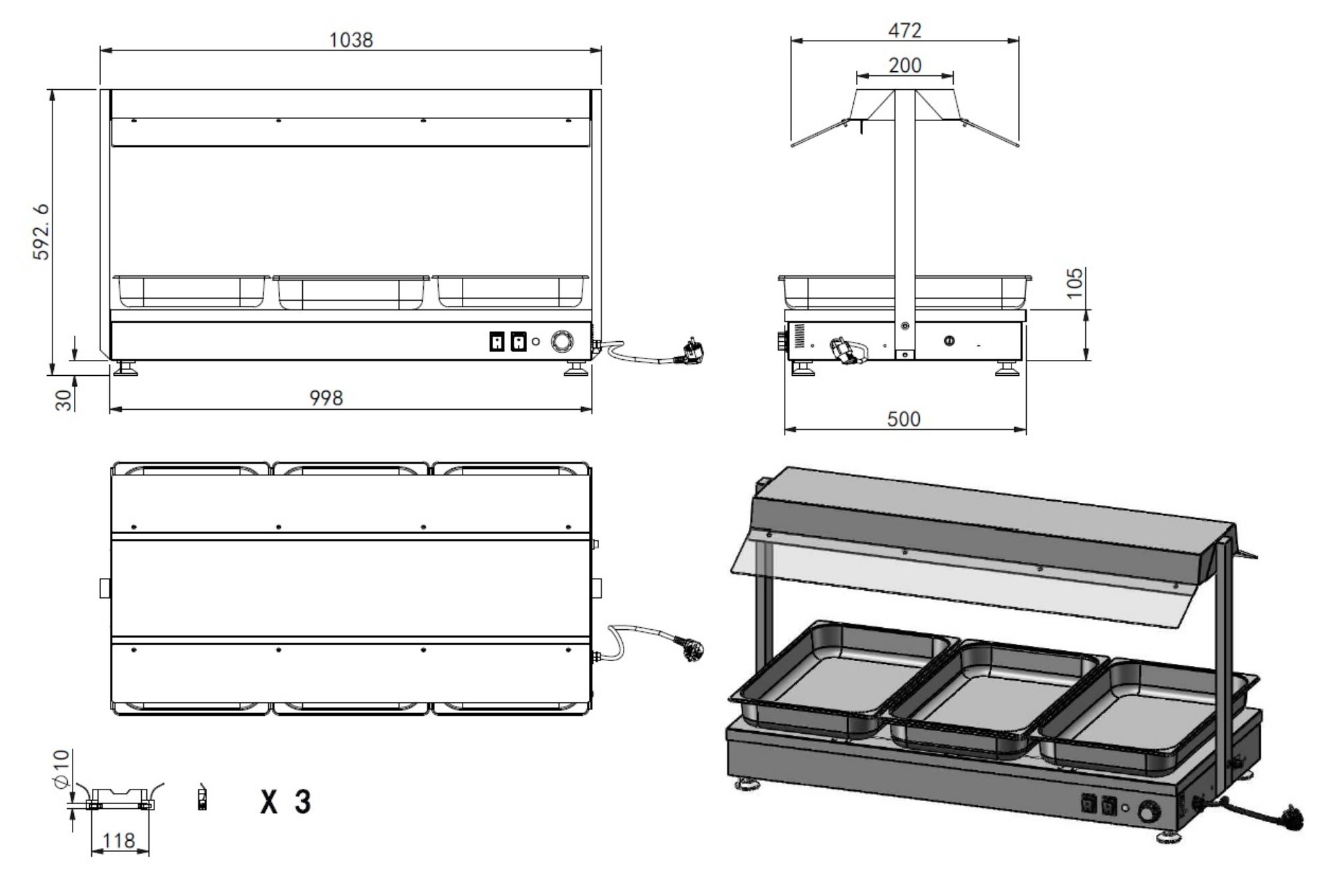 Picture of HOT DISPLAY UNIT 3X 1/1GN