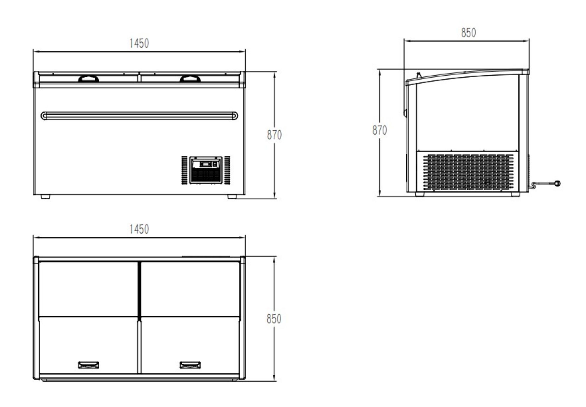 Picture of SUPERMARKET CHEST FREEZER GREY 1450 AUTOMATIC DEFROST