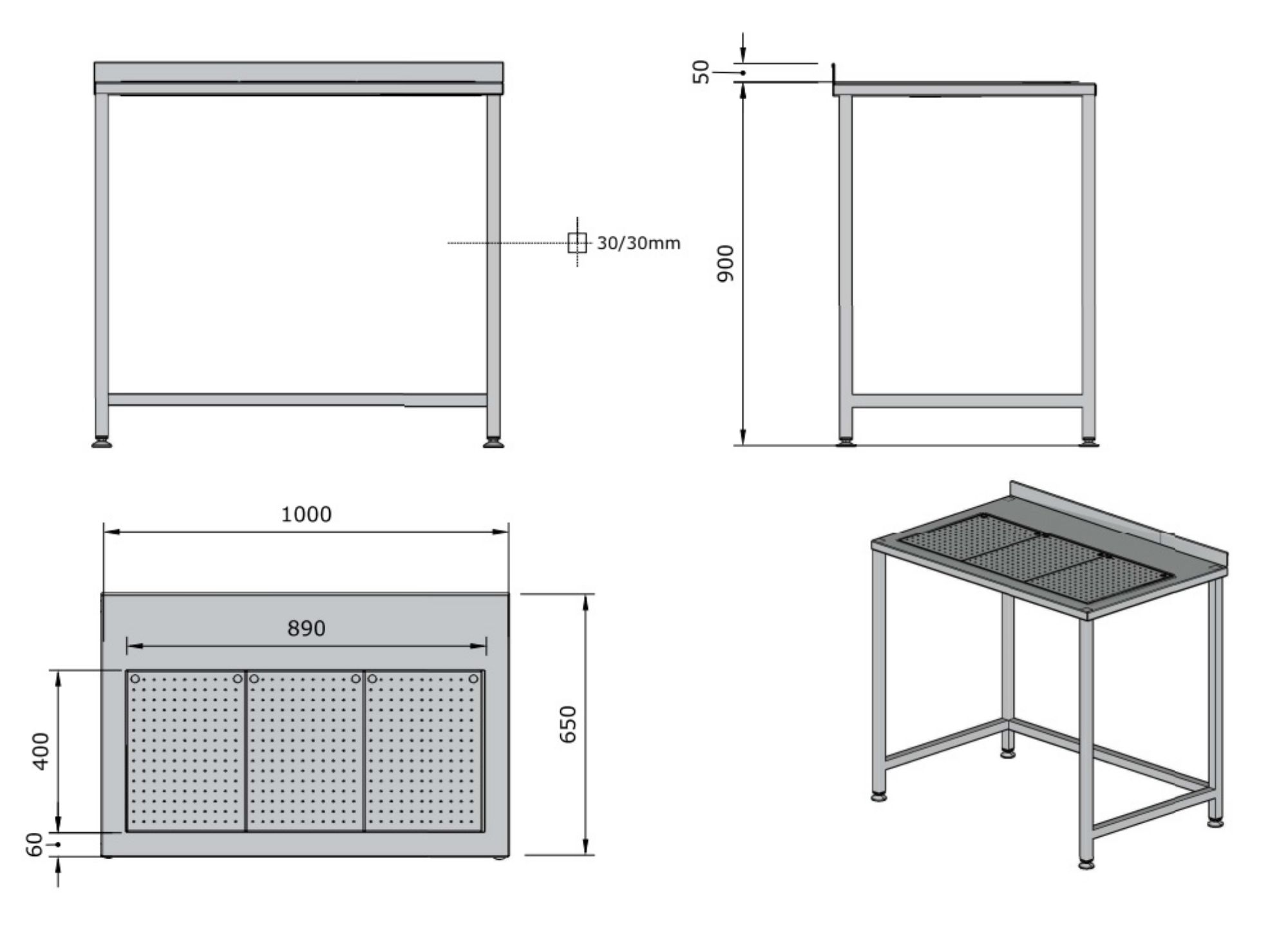 Picture of WORKTABLE WITH INTEGRATED DRIP-TRAY 1000X650