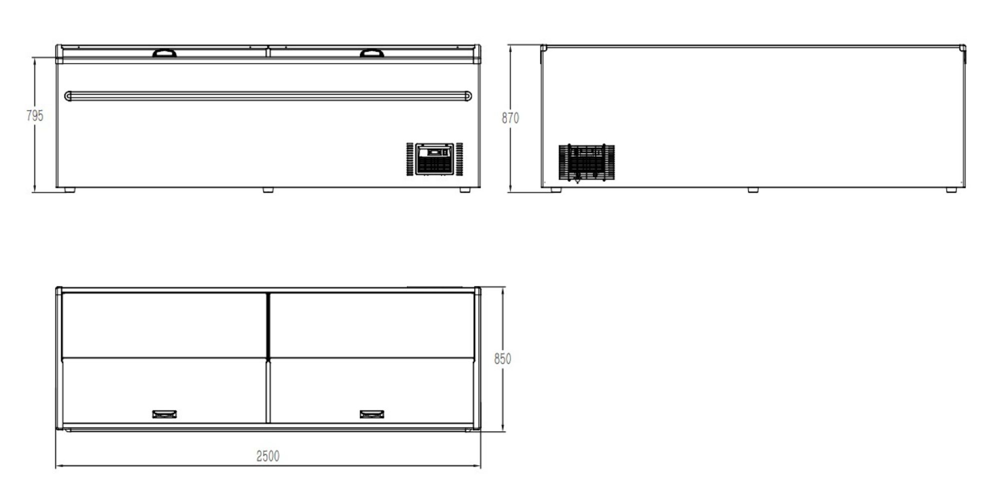 Picture of SUPERMARKET CHEST FREEZER GREY 2500 AUTOMATIC DEFROST *TRANSPORT ON REQUEST*