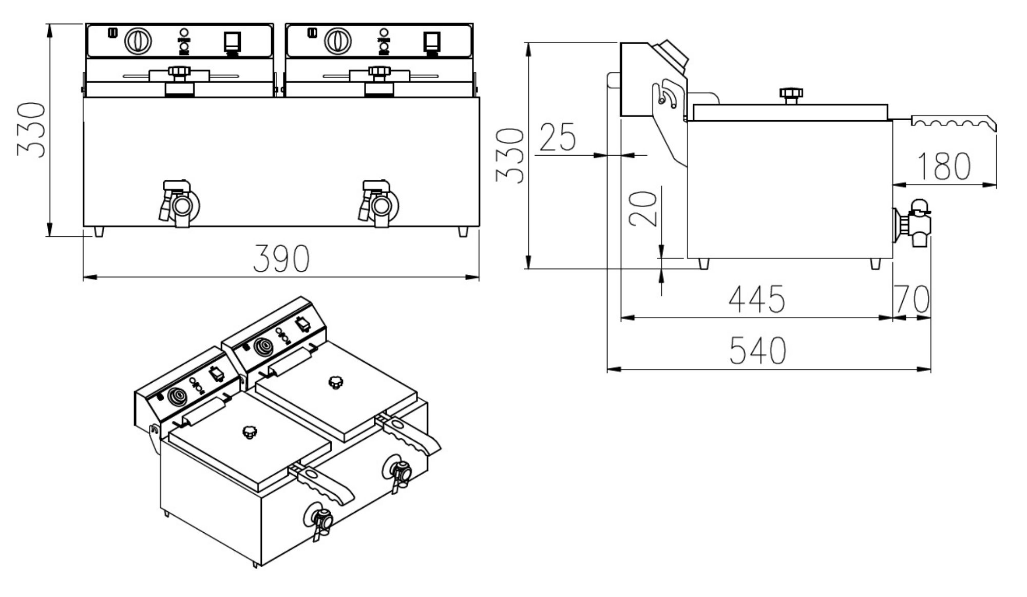 Picture of ELECTRIC COUNTER FRYER 2X4 L