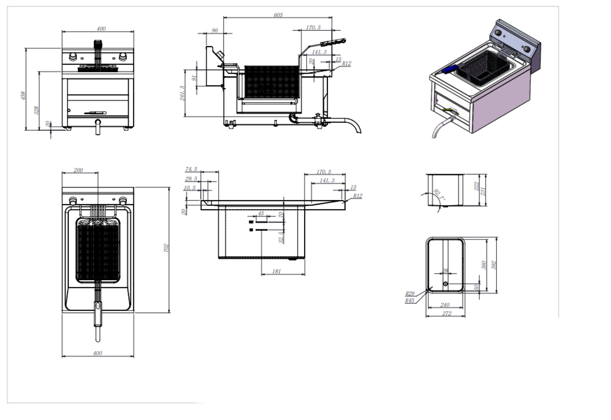 Picture of ELECTRIC COUNTER FRYER 1X12L 9KW