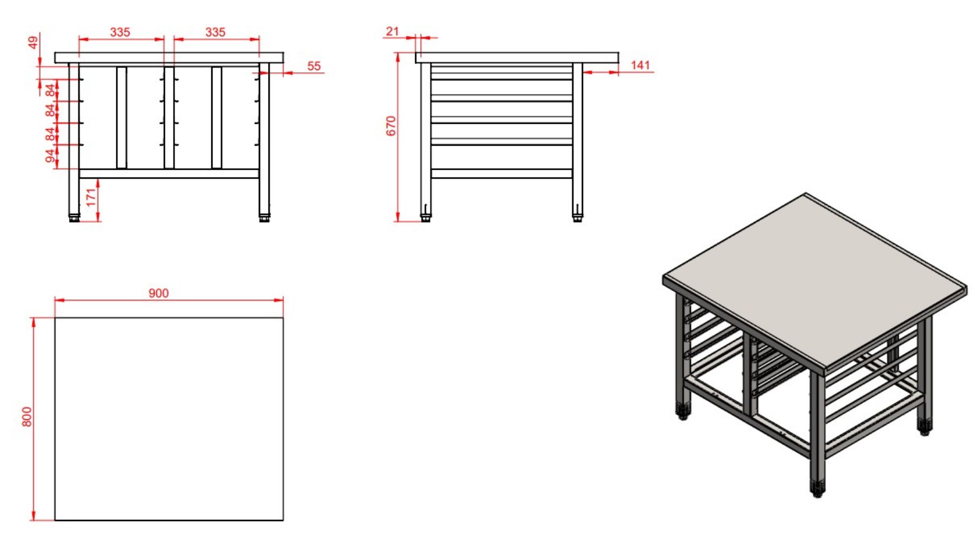Picture of STAND FOR OVEN 8 GN 1/1 700