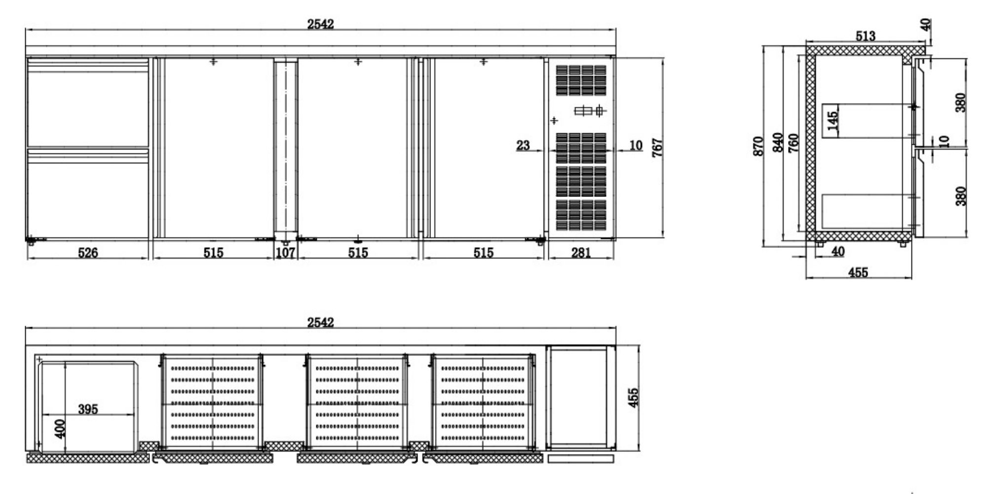 Picture of CombiSteel Barcooler Black 3 Doors and 2 Drawer