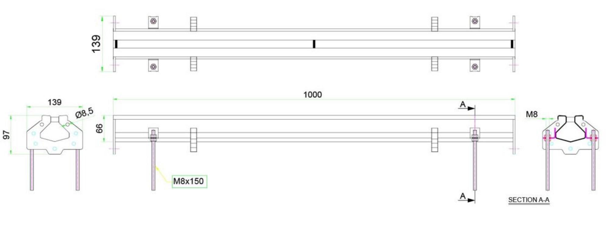 Picture of CombiSteel Connectable Stainless Steel Slotted Channel 1000X65