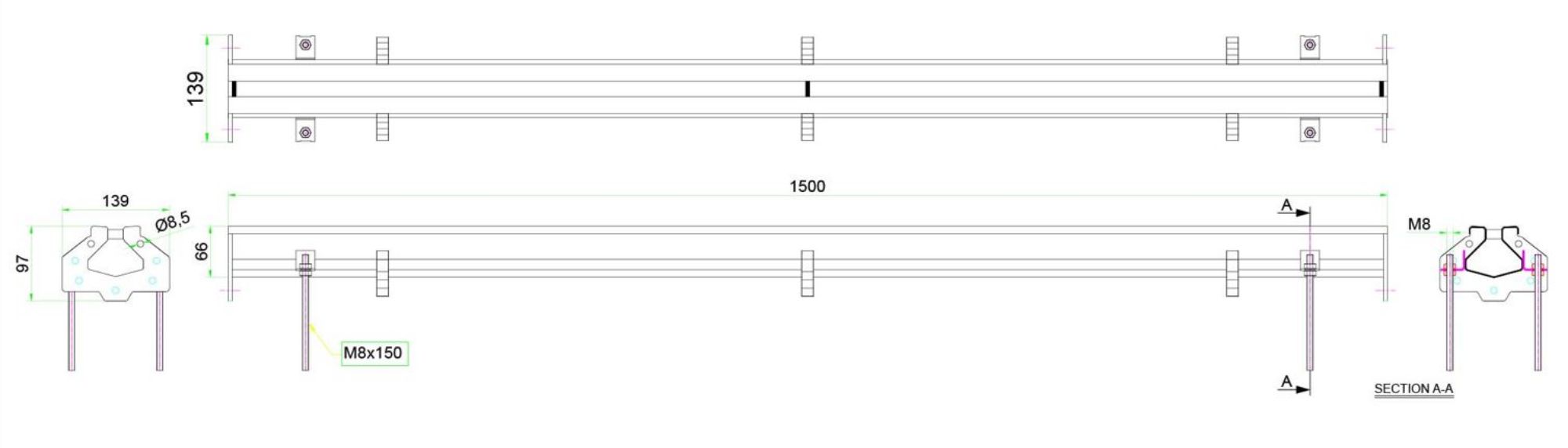 Picture of CombiSteel Connectable Stainless Steel Slotted Channel 1500X65