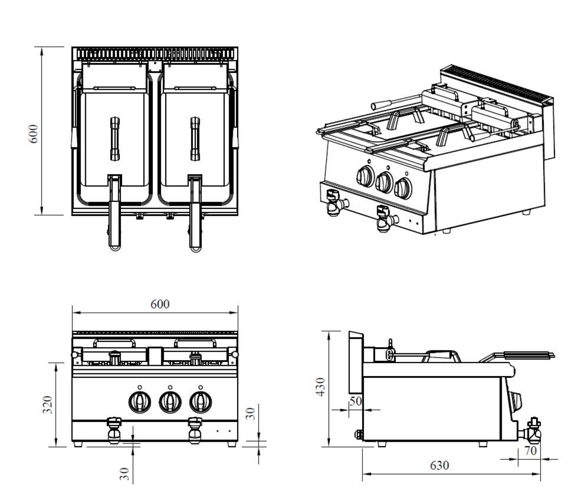 Picture of CombiSteel Base 600 Electric CounterTop FryER 20 Litre