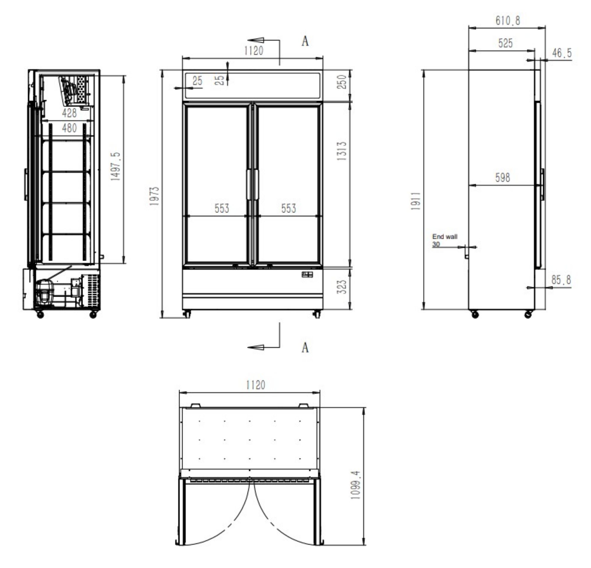 Picture of CombiSteel 2 Door Glass Display Fridge Hinged