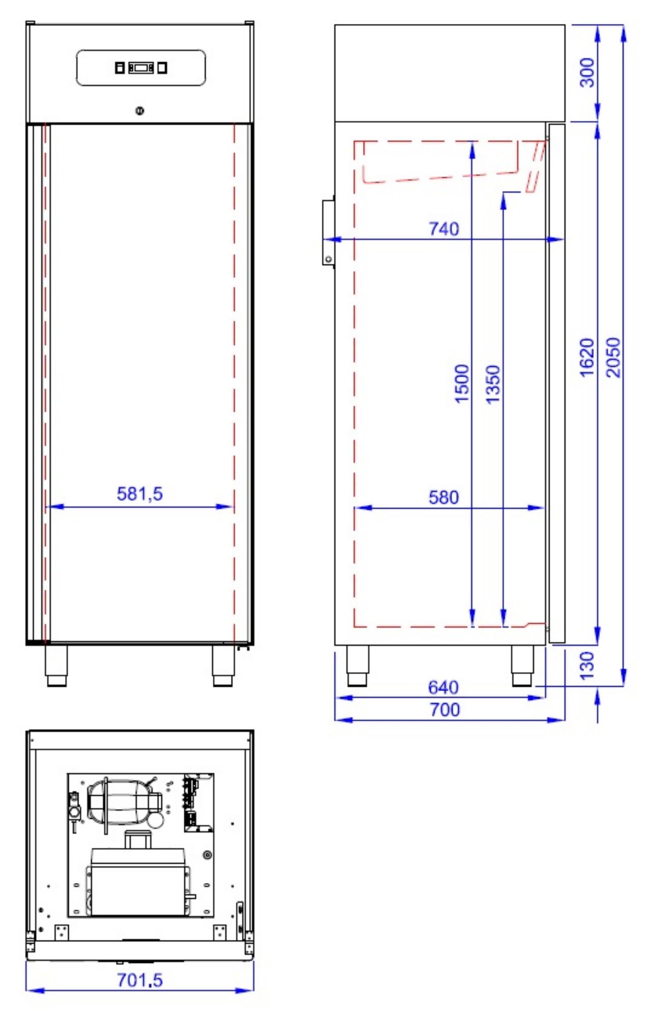 Picture of CombiSteel Refrigerator Stainless Steel 550 LTR