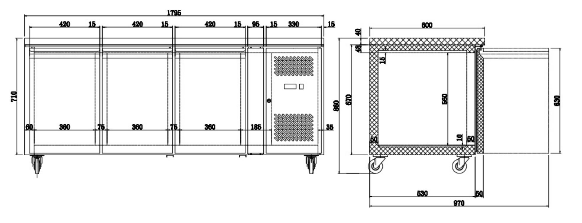 Picture of CombiSteel Counter 600 Standard Line Refrigerator 3 Door