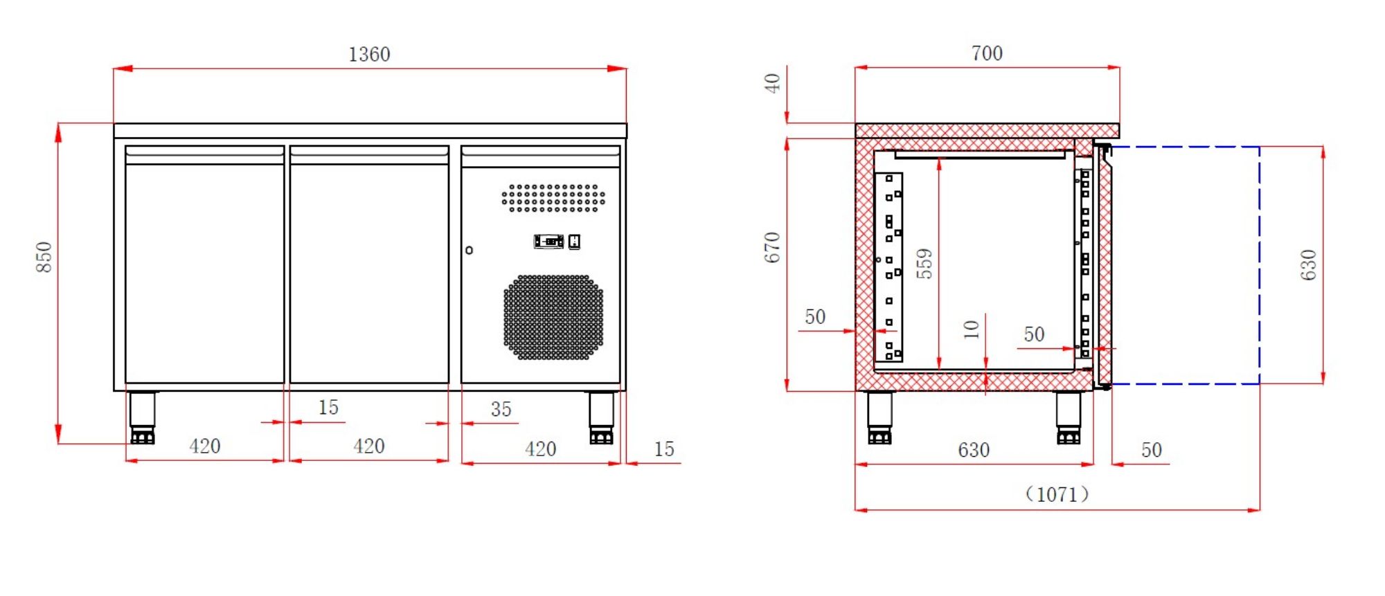 Picture of CombiSteel Counter 700 Refrigerator 2 Door Standard Line