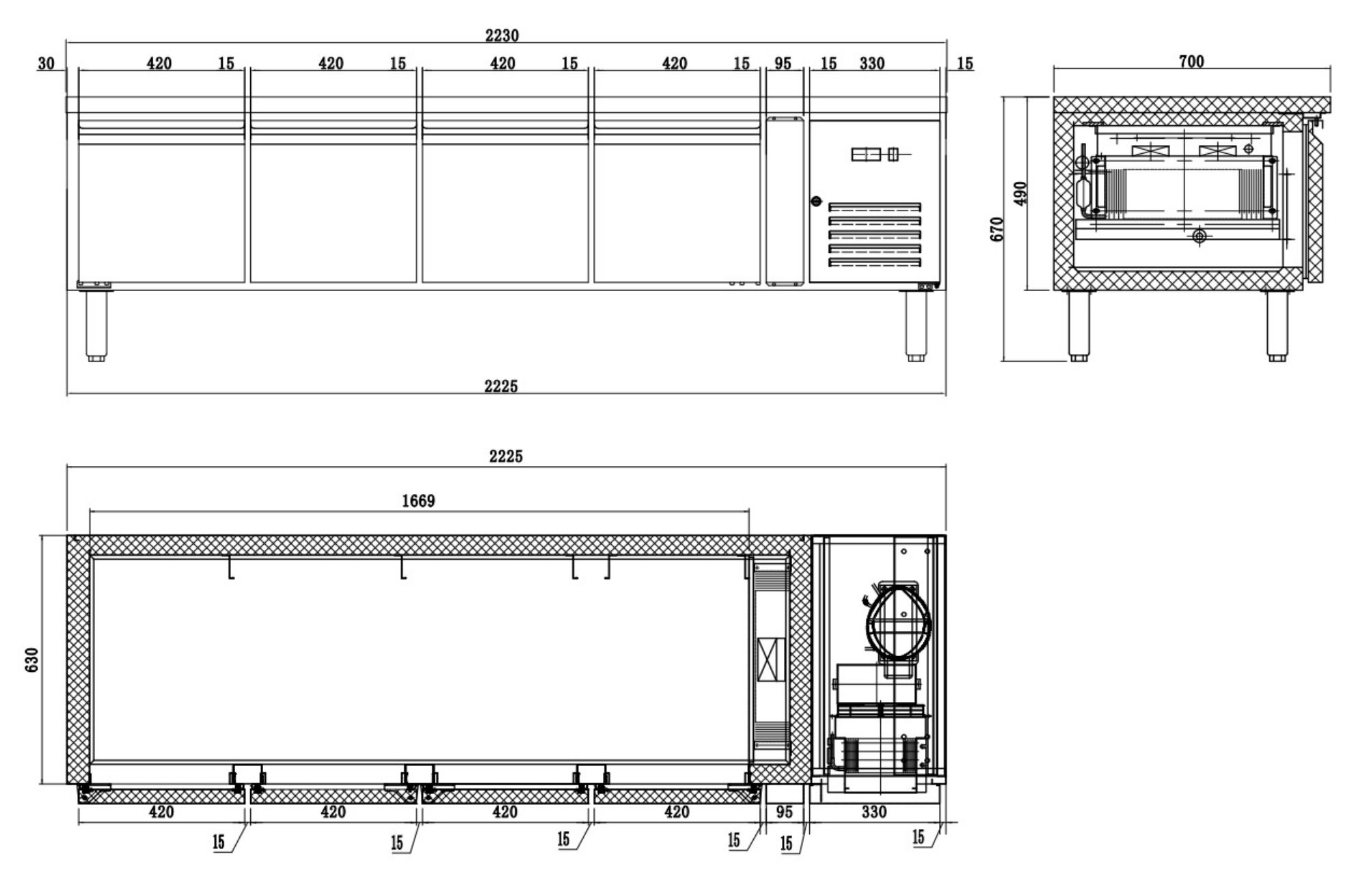 Picture of CombiSteel Counter 650 High Standard Line Refrigerator 4 Door