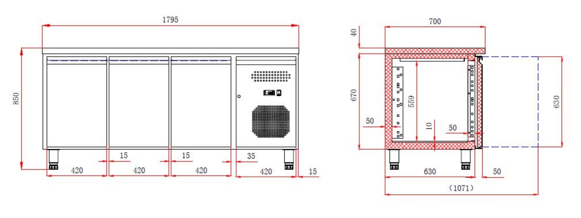 Picture of CombiSteel Counter Freezer Negative Counter 3 Doors Standard Line