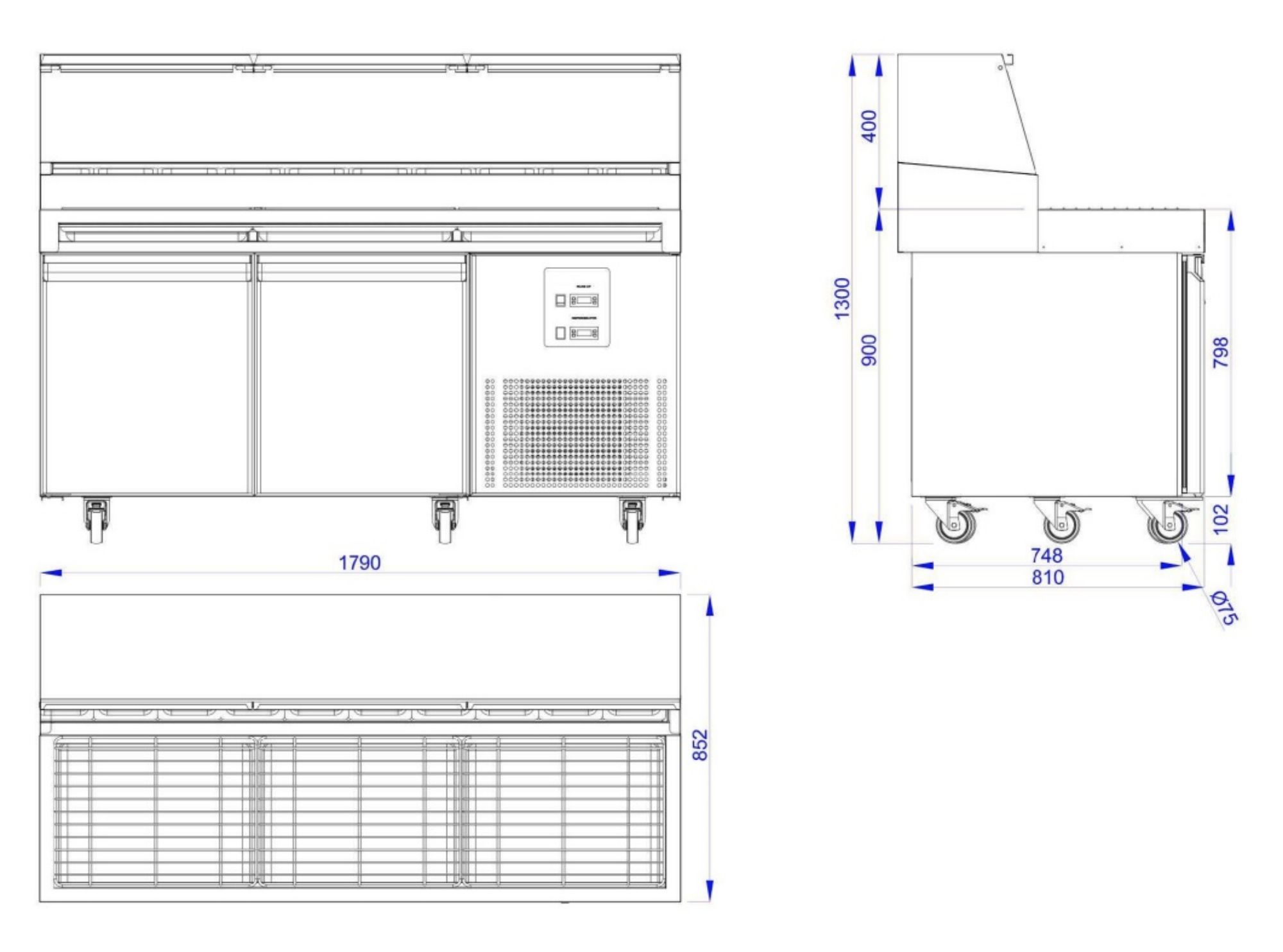 Picture of CombiSteel Pizza Preparation Counter 2 Doors Aisi 304