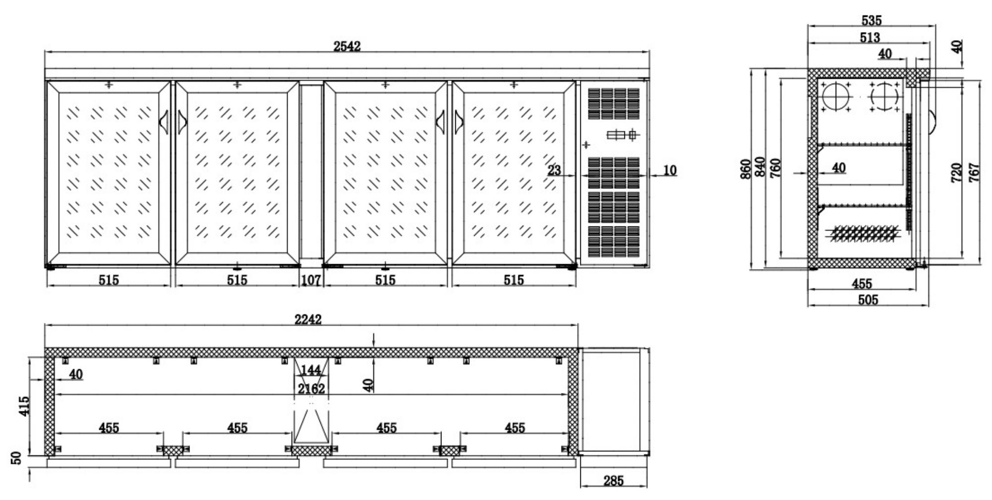 Picture of CombiSteel Backbar Cooler Black 4 Glass Doors Side Motor