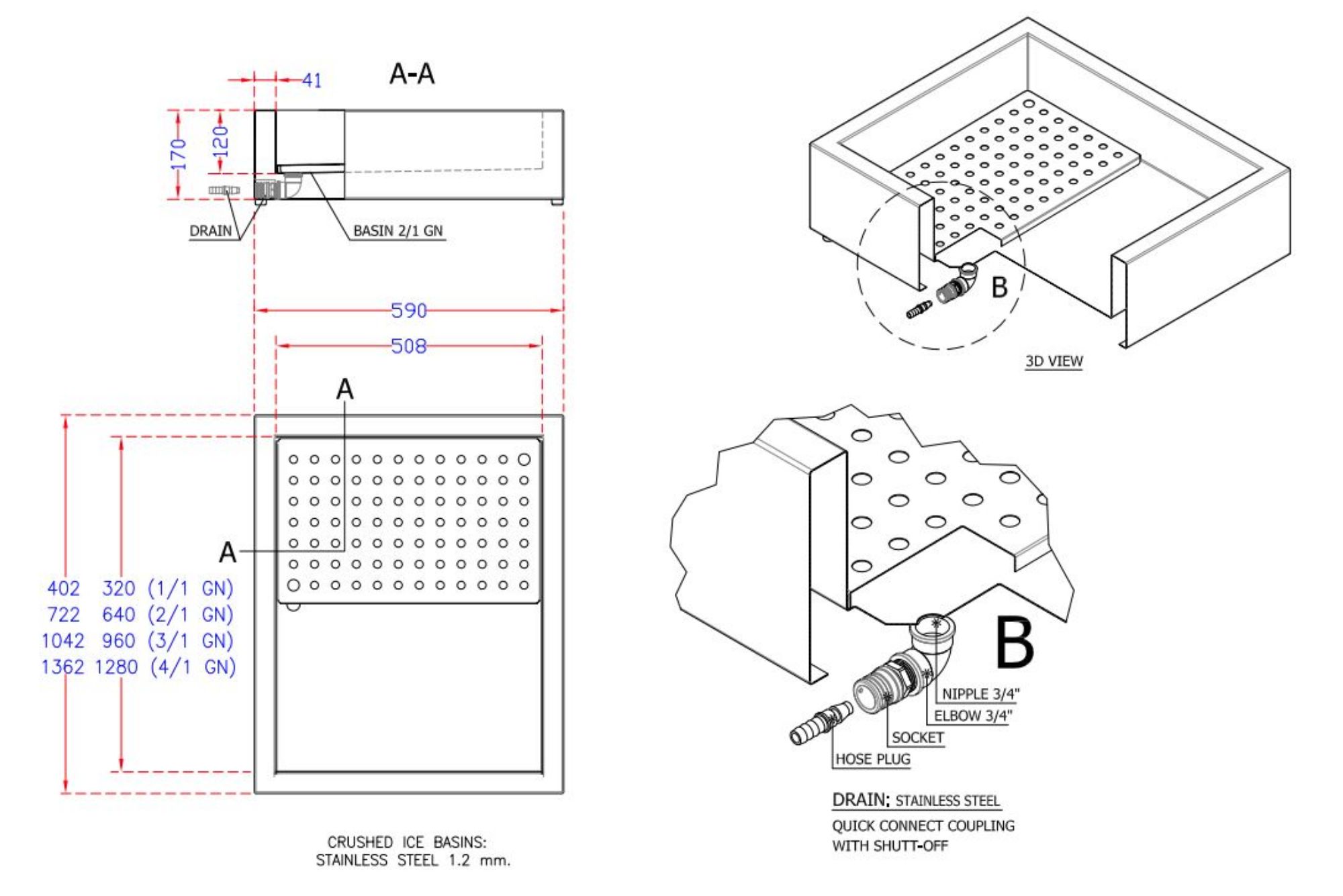 Picture of CombiSteel Crushed Ice Bin 3/1 Gastronorm