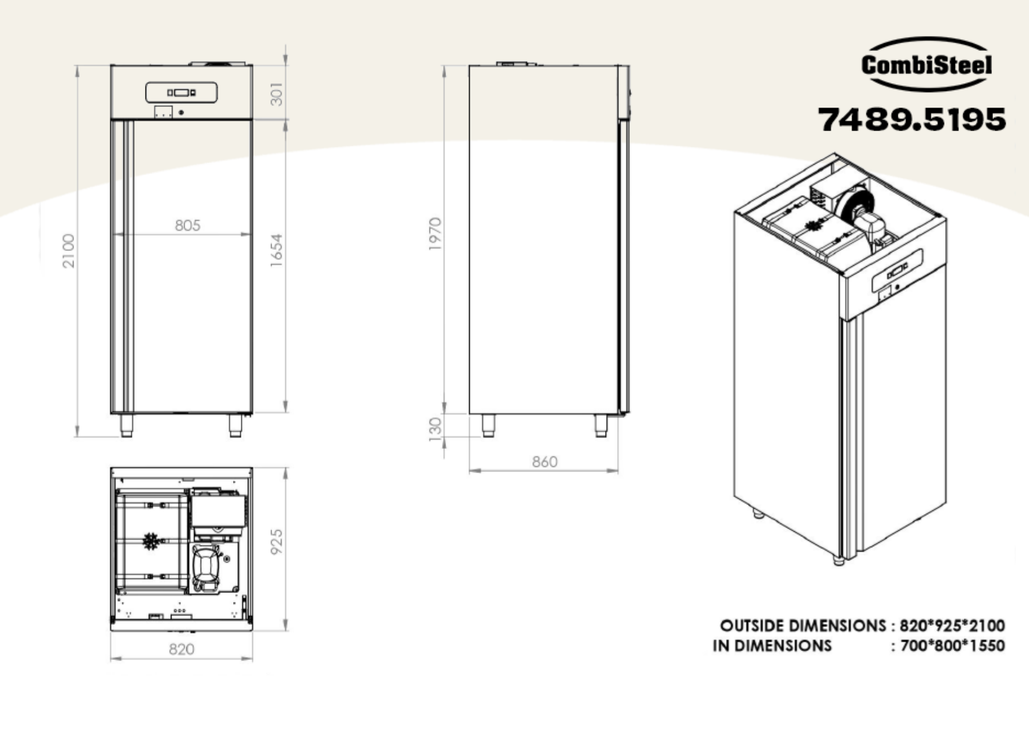 Picture of CombiSteel 850 Litre Freezed Bakery Cabinet Mono Block