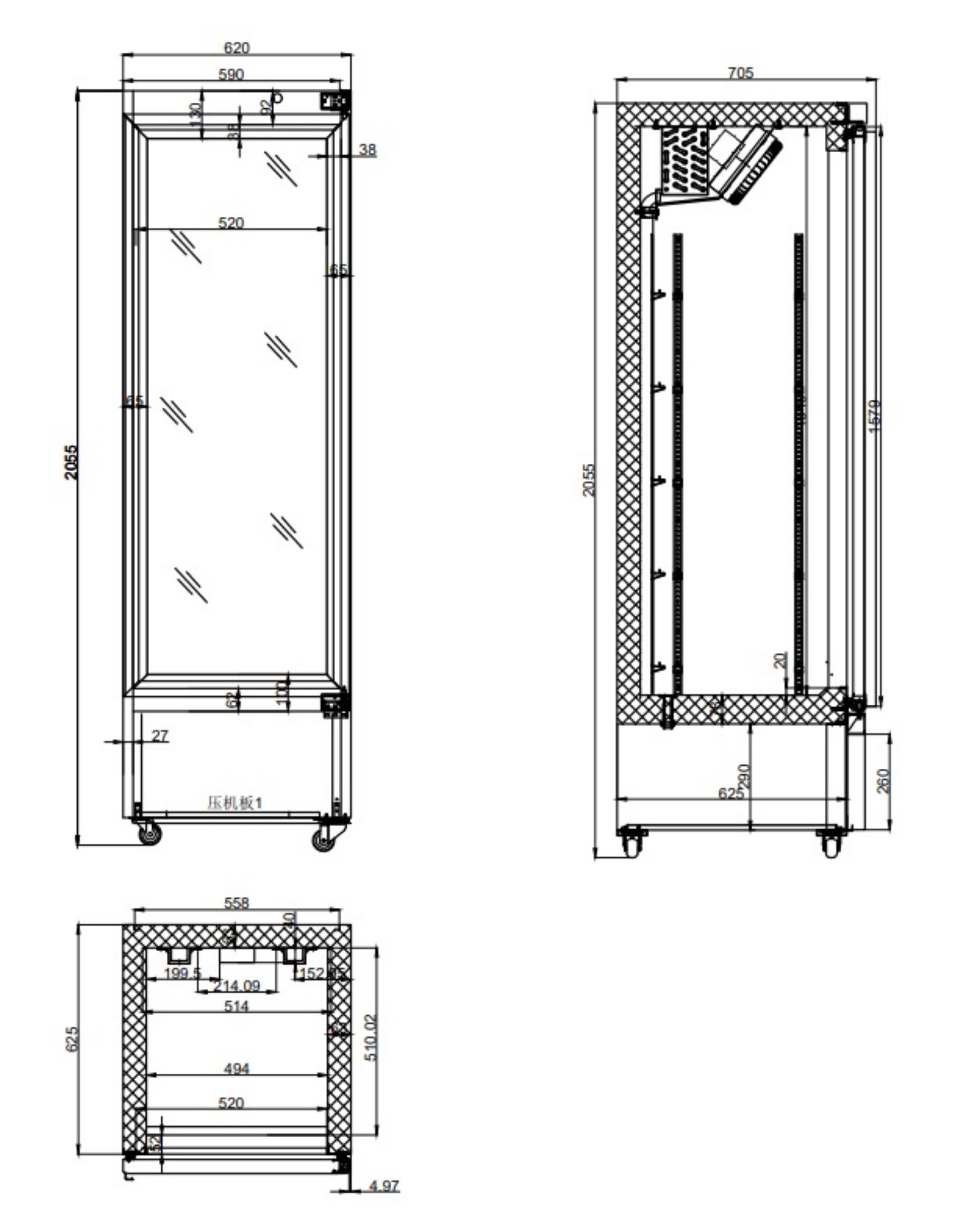 Picture of CombiSteel Single Glass Door Display Fridge Black 387L
