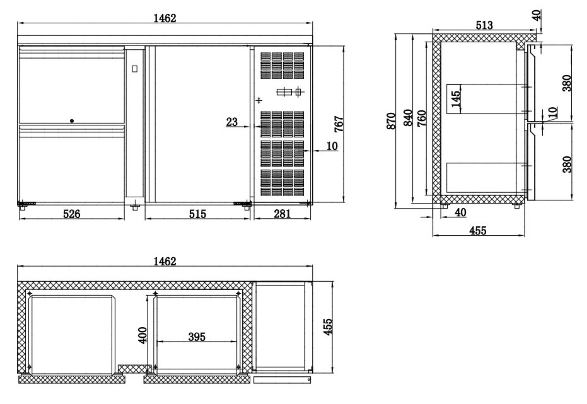 Picture of CombiSteel Standard Line Barcooler Single Door wit Two Drawers Black