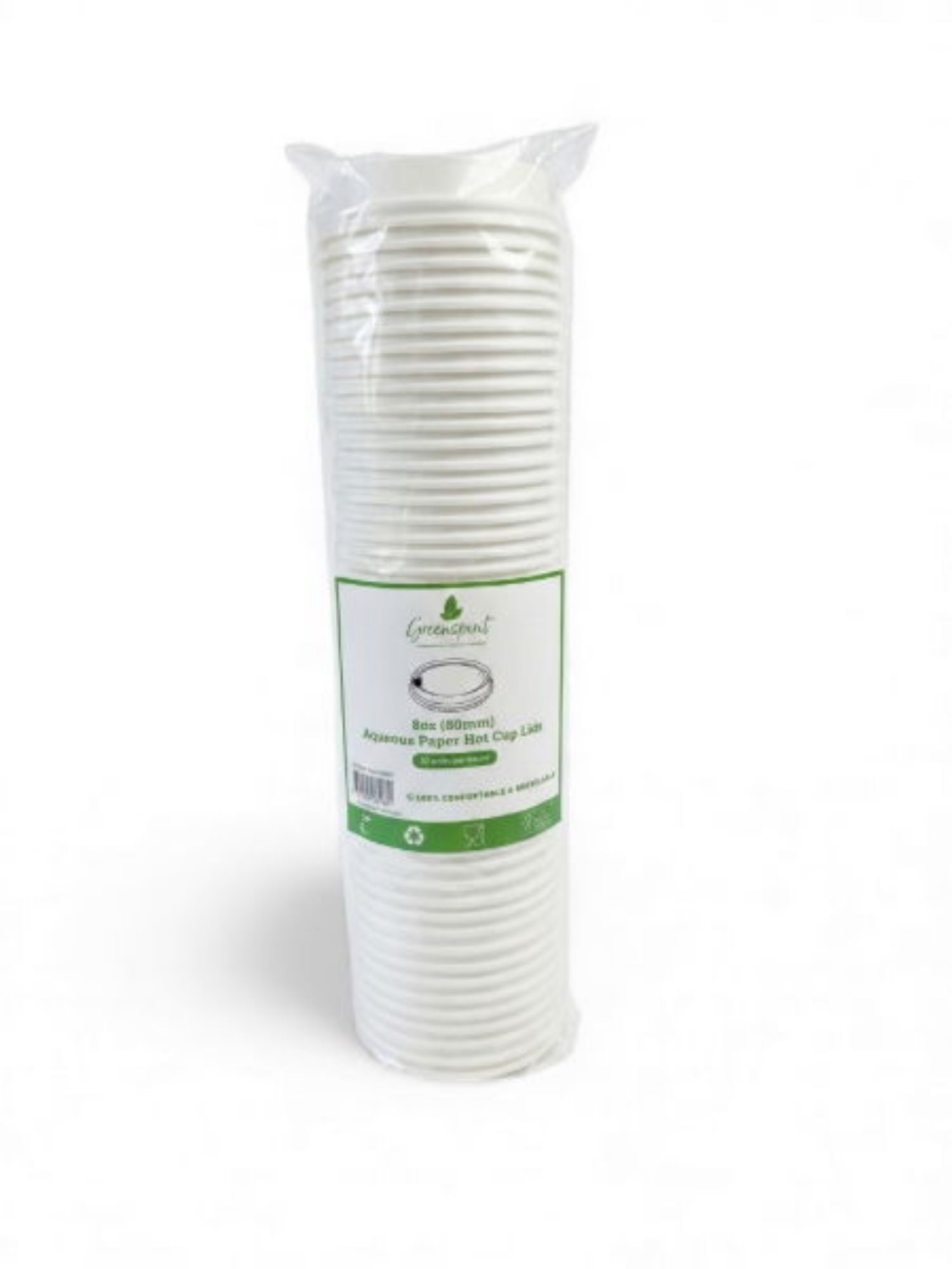 Picture of NEW 80mm Greenspirit Aqueous Paper Hot Cup Lids (8oz) (20x50)