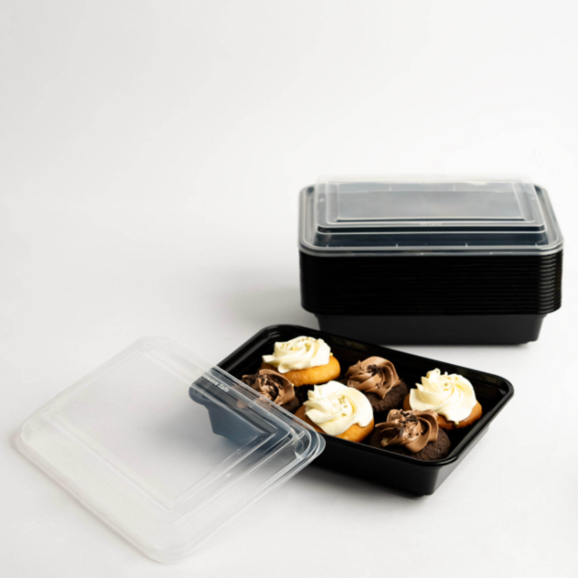 Picture of 32oz Onyx 1 Comp PP Microwavable & Reusable Black Base Clear Lid (6x25)