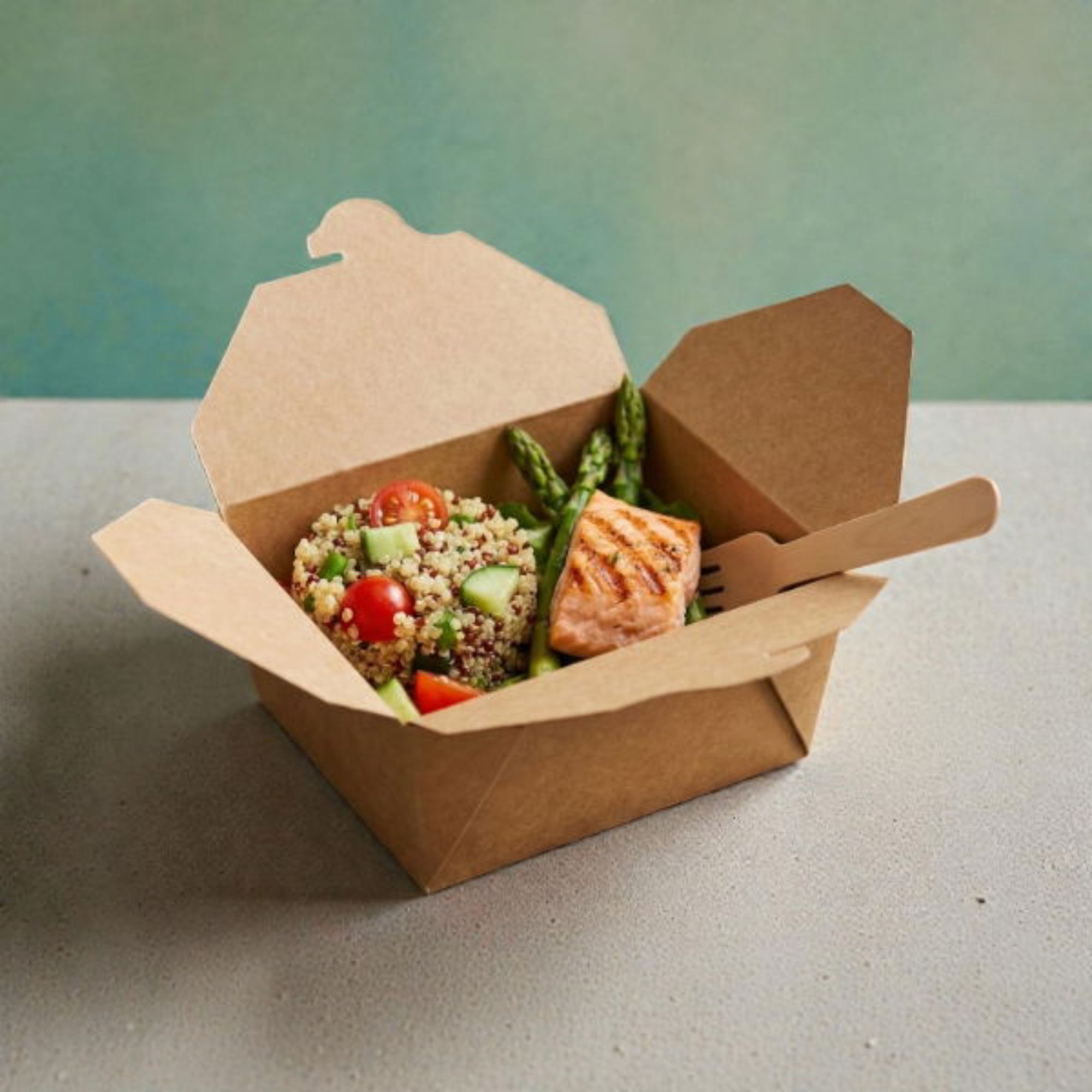 Picture of No.1 Kraft Biobox Containers (26oz) (2.5"x4.3"x3.5") (HxLxD) (9x50's)