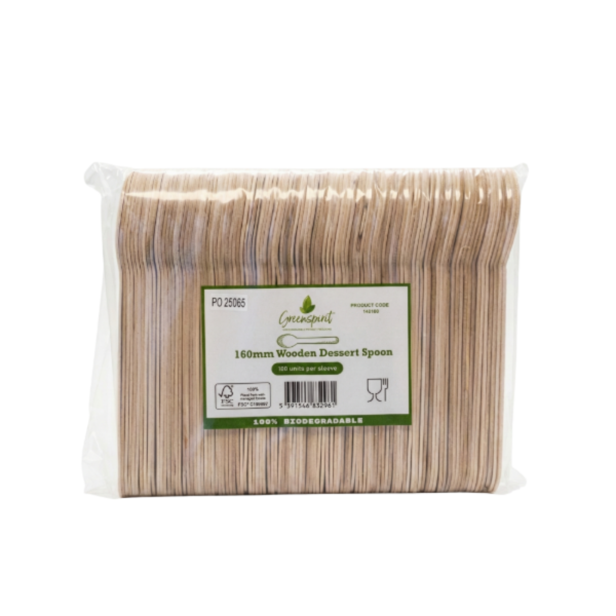 Picture of 160mm Greenspirit Wooden Dessert Spoon (10x100)