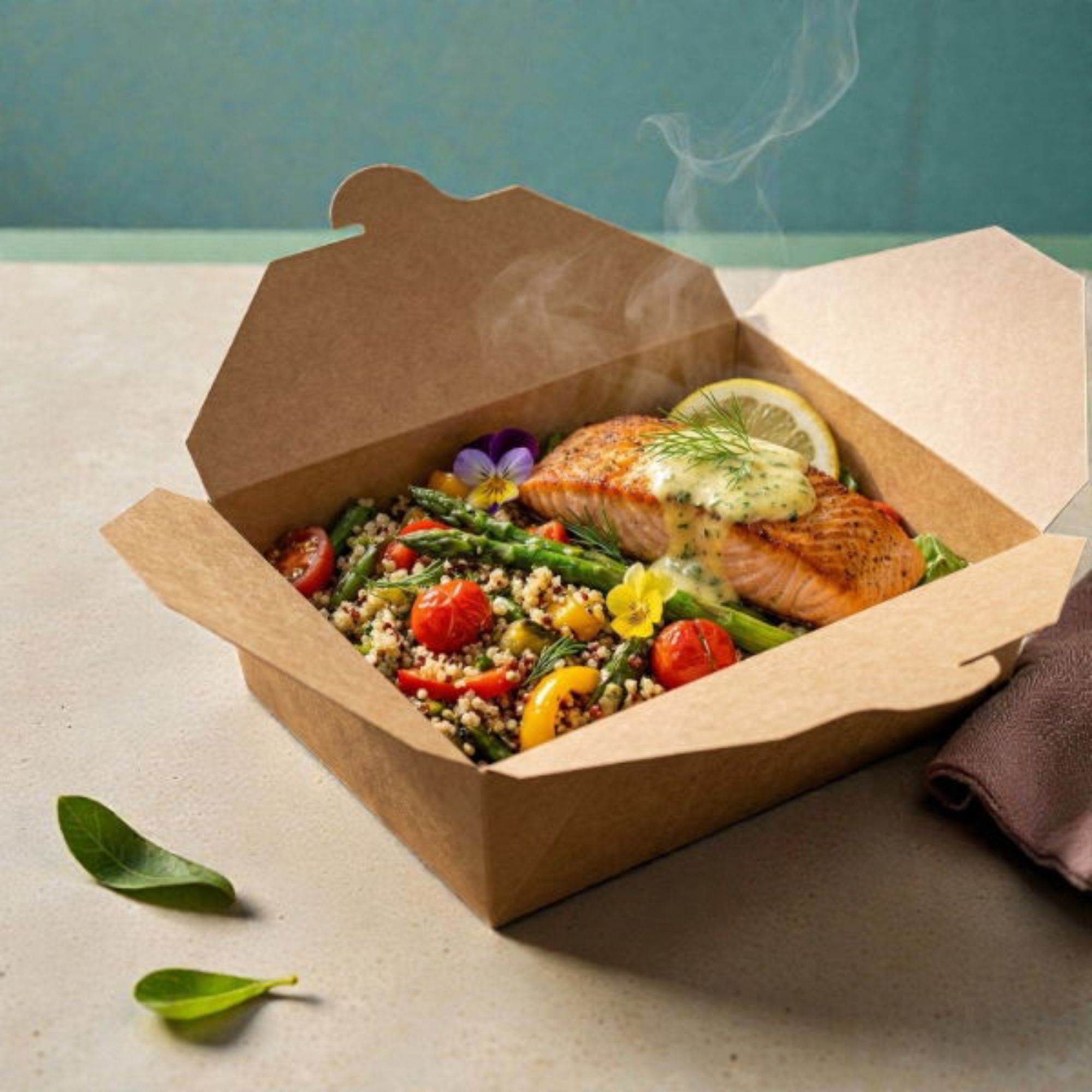 Picture of No.12 Kraft Biobox Containers (34oz) (1.5"x6"x4.75") (HxLxD) (6x40's)