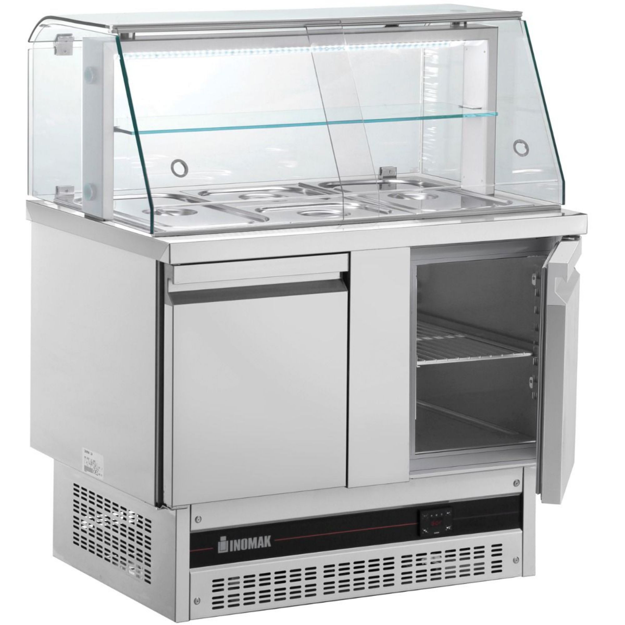 Picture of INOMAK Compact Double Hinged Door Gastronorm Saladette With Display Case BSV7300-HC