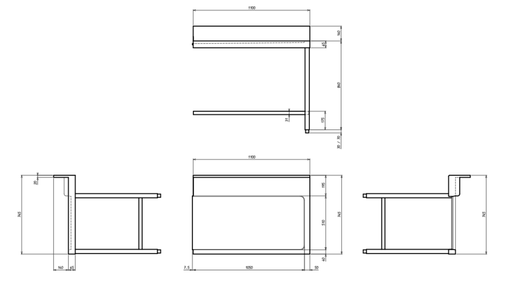 Picture of CombiSteel Exit Table Bottom Shelf 1100 Right For 7280.0045-0046