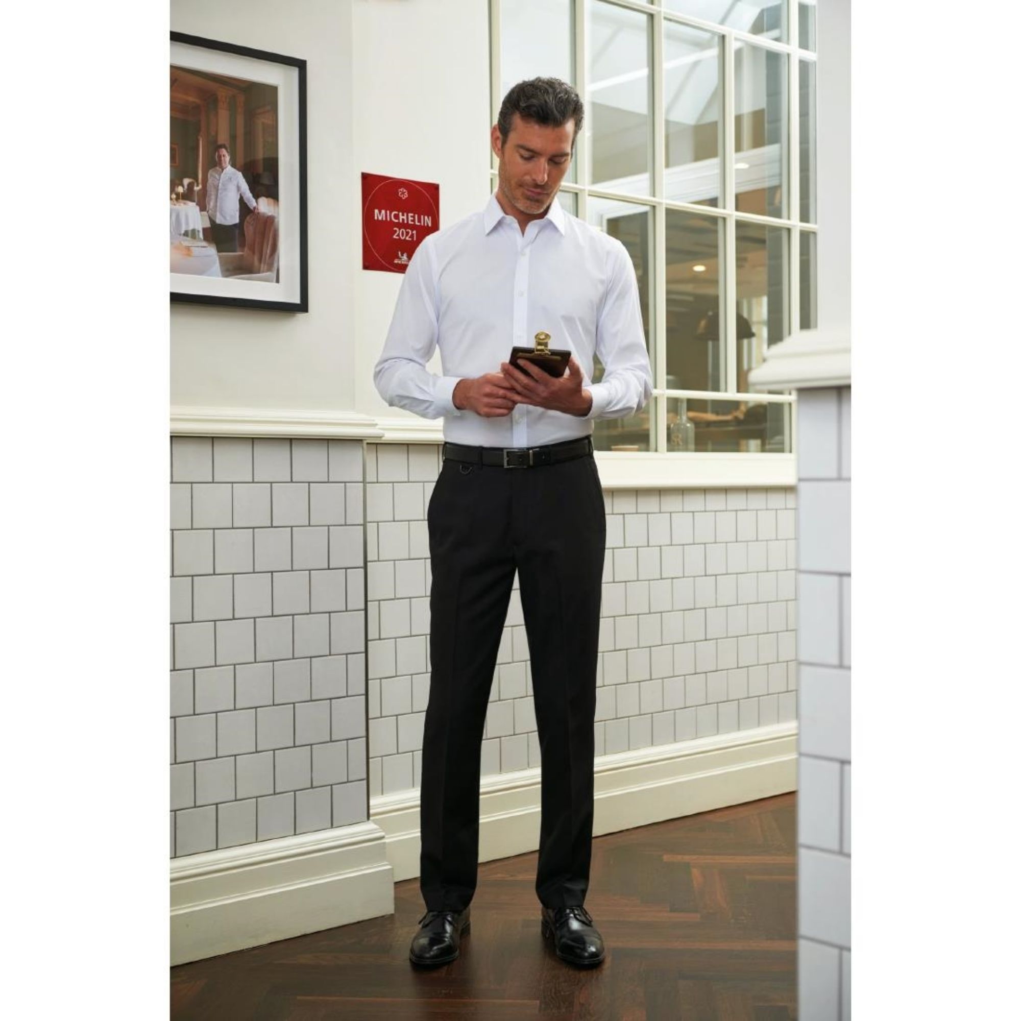 Picture of Brook Taverner Mens Long Leg Mars Black Waiting Trousers Size 38"