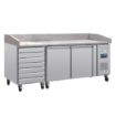 Picture of Polar U-Series Double Door Pizza Counter with Granite Top and Dough Drawers 290Ltr