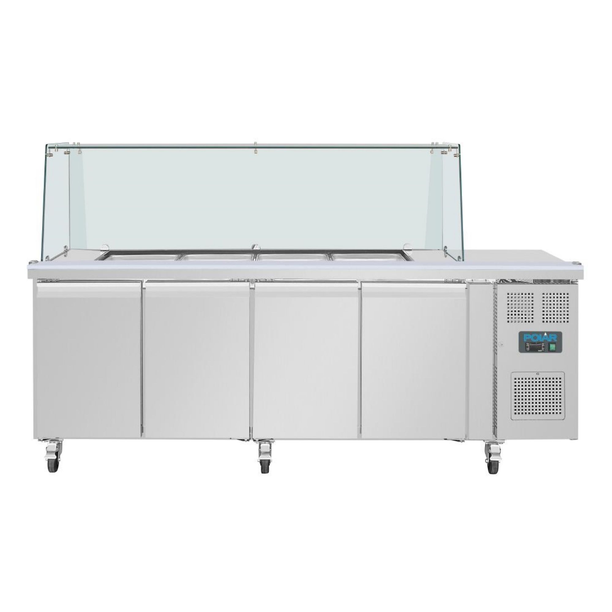 Picture of Polar U-Series GN Saladette Counter with Square Sneeze Guard 4 Door