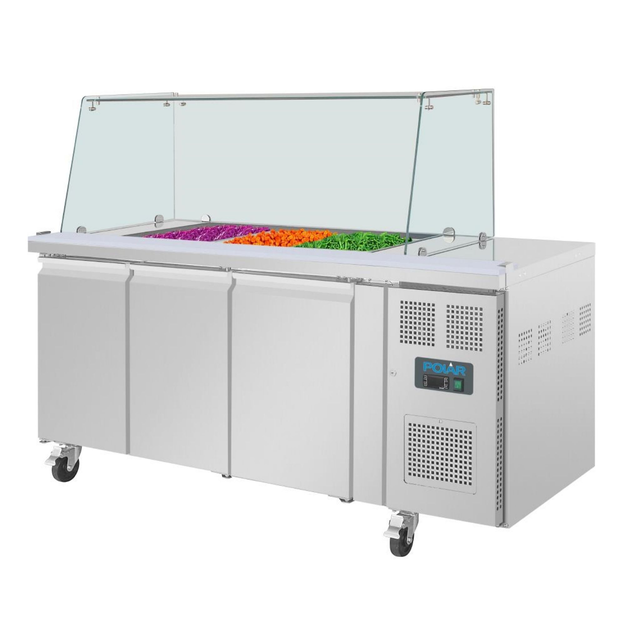 Picture of Polar U-Series GN Saladette Counter with Square Sneeze Guard 3 Door