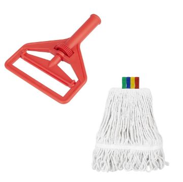 Picture of Jantex Connect Wide Kentucky Cotton Mop Head Red 400g