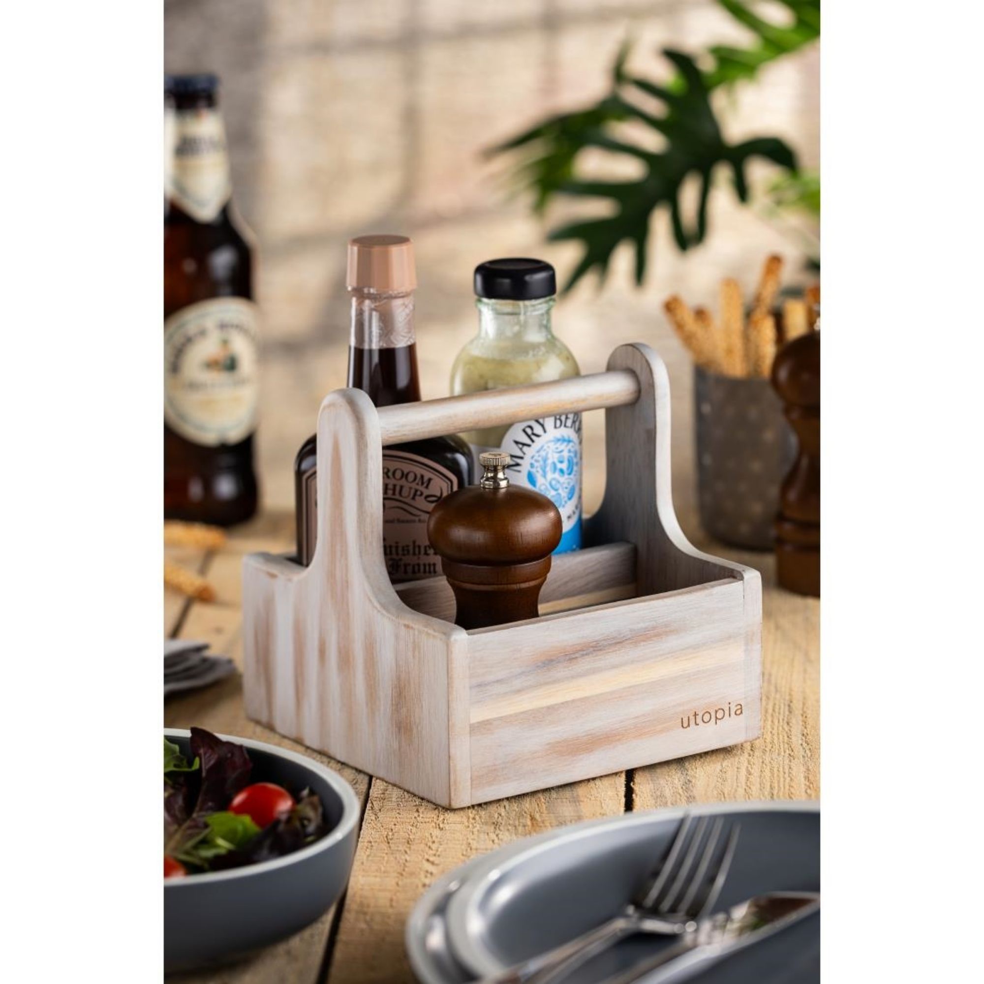 Picture of Utopia Small Wooden Table Caddy White (2 Pack)