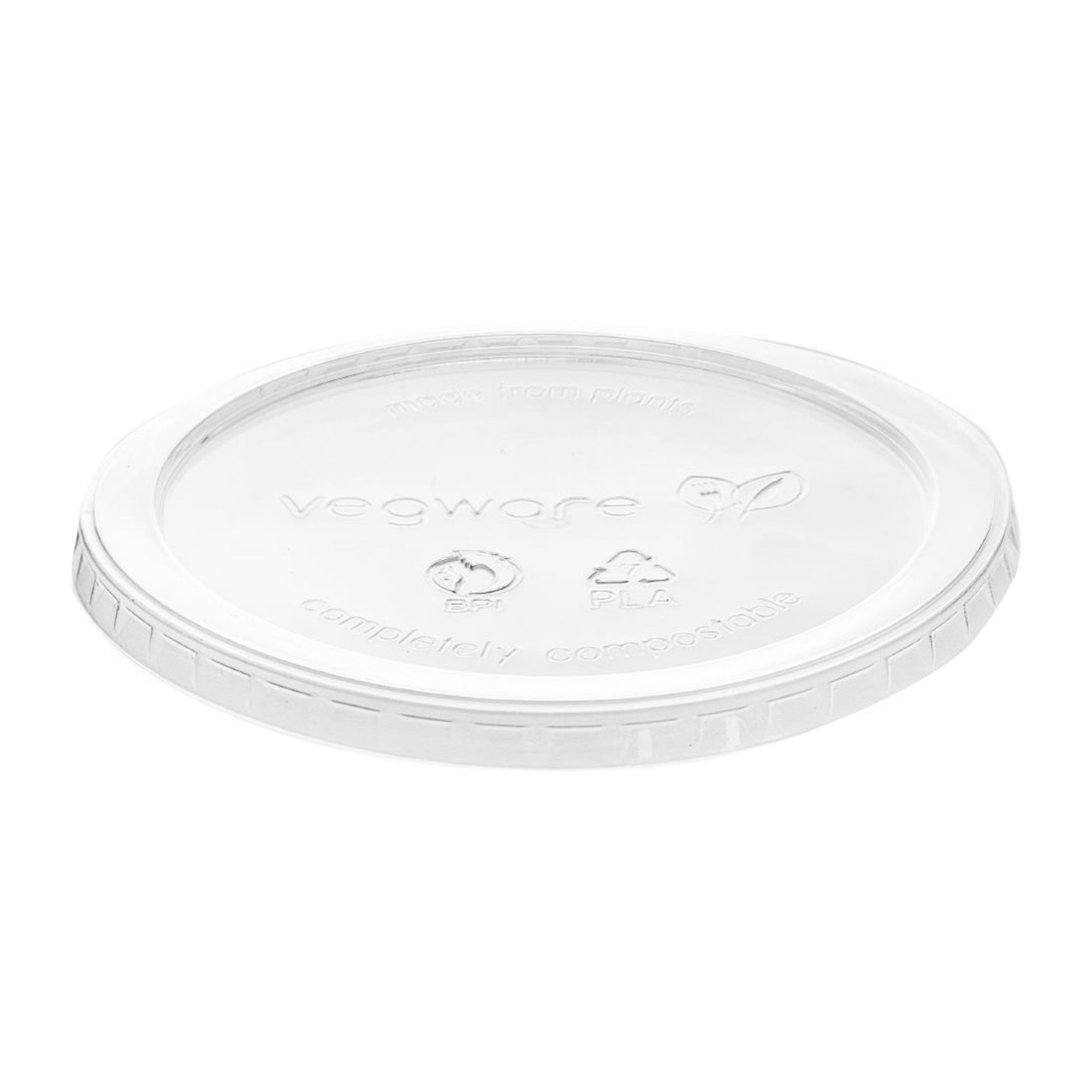 Picture of Vegware Round PLA Deli Pot Lids - Fits 8-32oz Pots (500 Pack)