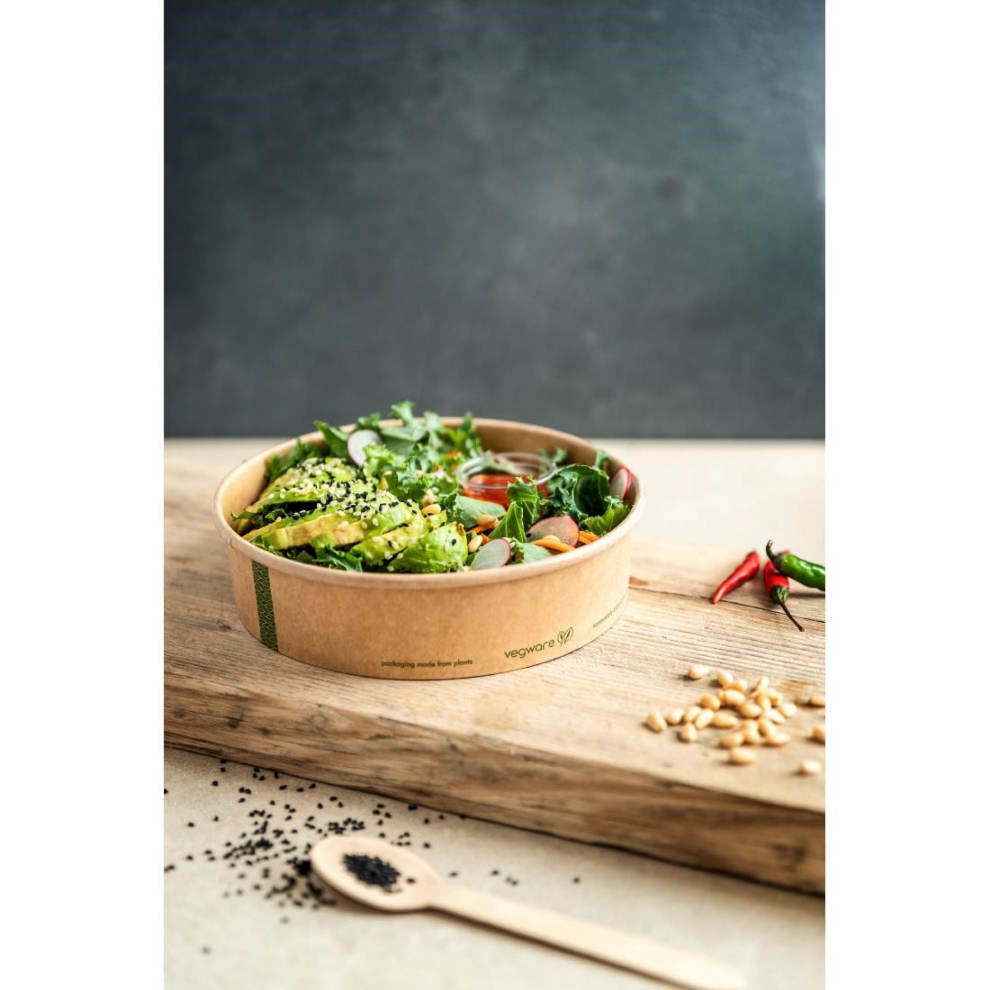 Picture of Vegware 185-Series Bon Appetit Kraft Food Bowls 26oz (300 Pack)