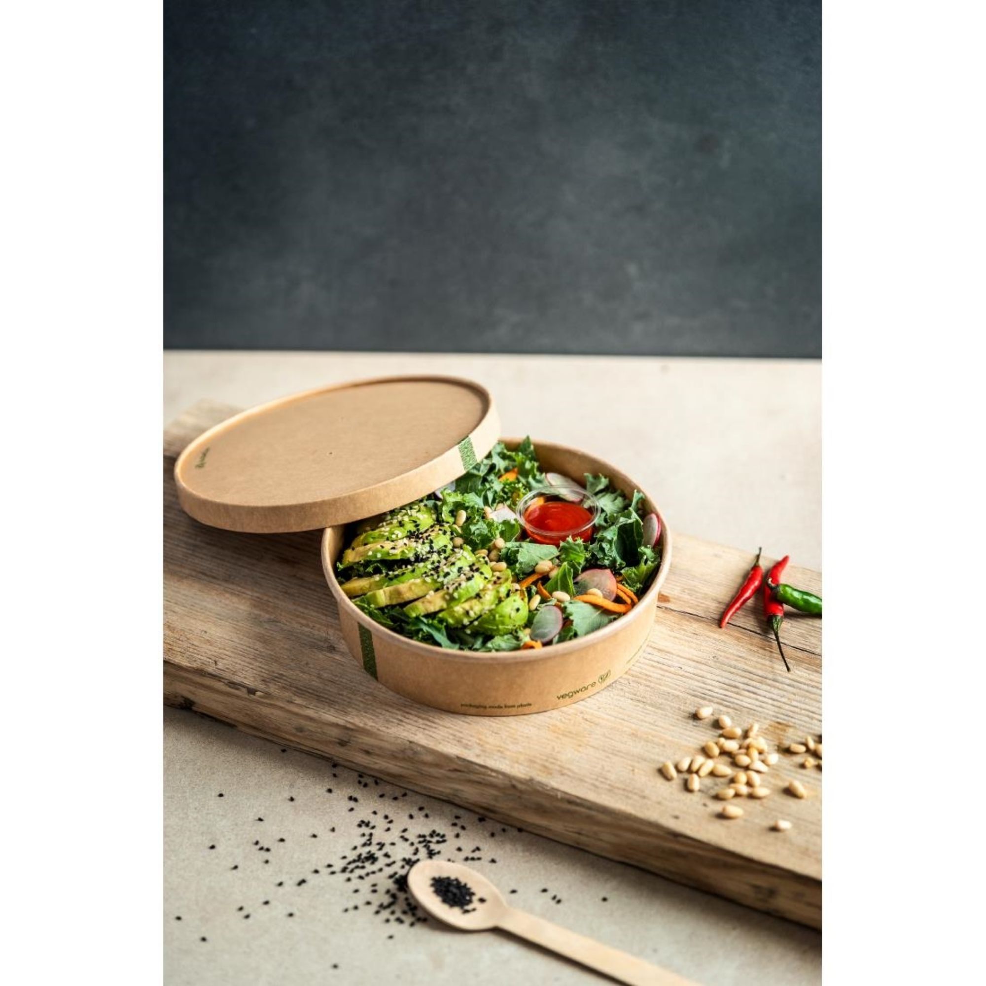 Picture of Vegware 185-Series Bon Appetit Kraft Food Bowls 26oz (300 Pack)