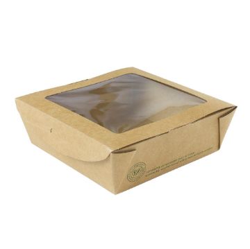 Picture of Vegware Salad Boxes with Window Kraft Medium 650ml (300 Pack)