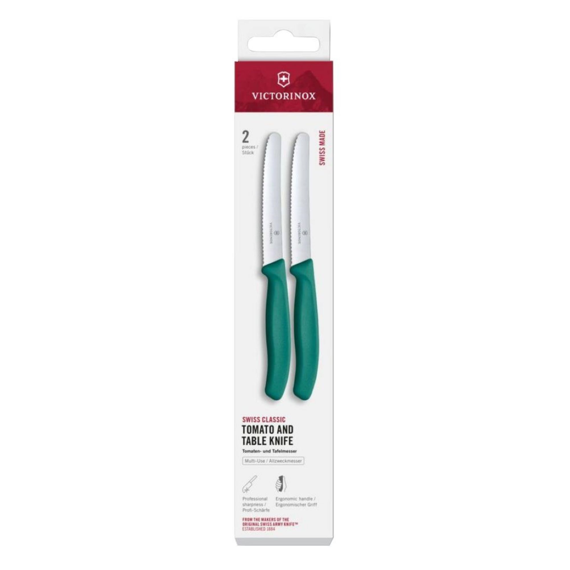 Picture of Victorinox Swiss Classic Tomato & Table Knife Wavy Green 11cm (2 Pack)