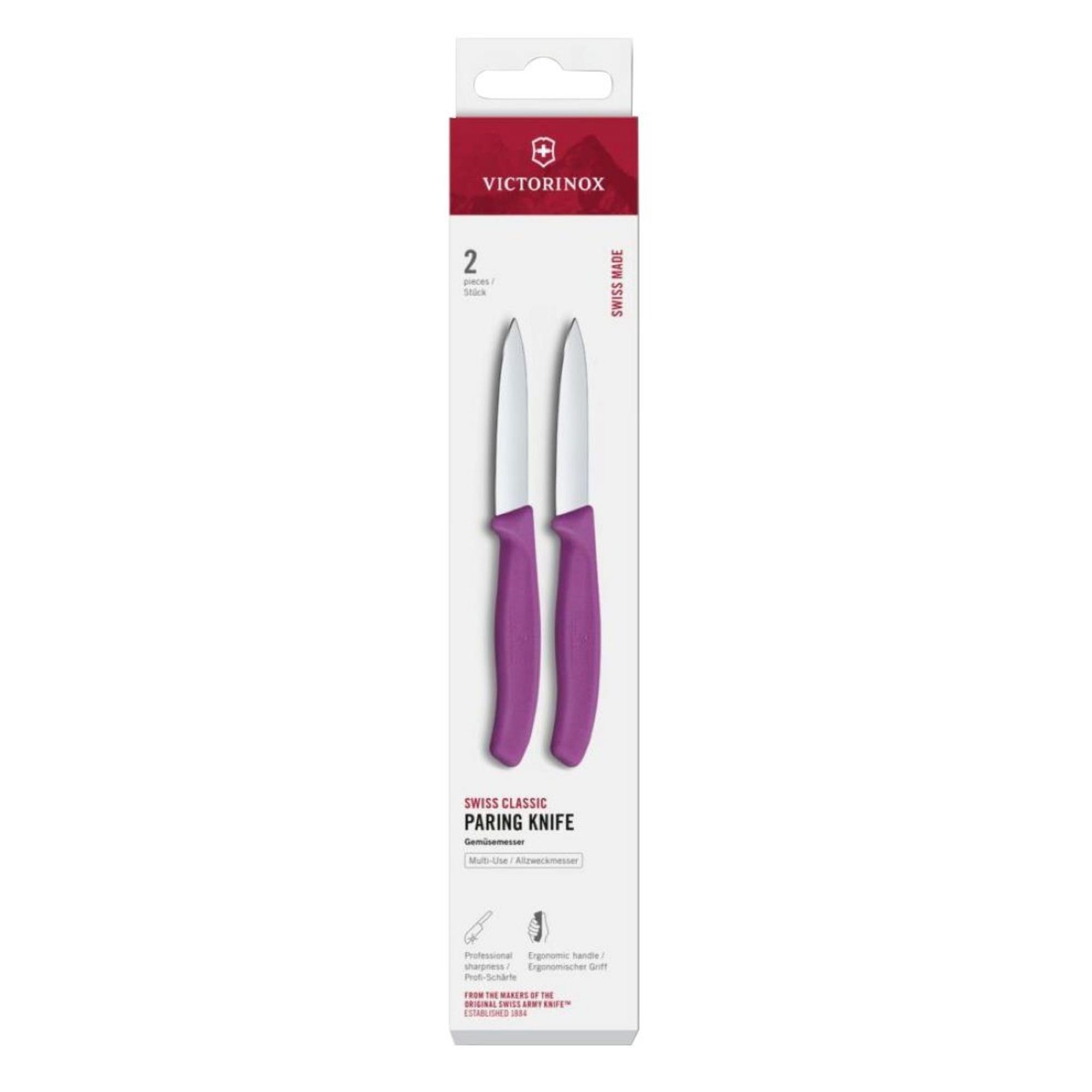 Picture of Victorinox Swiss Classic Paring Knife Straight Pointed Purple 8cm (2 Pack)
