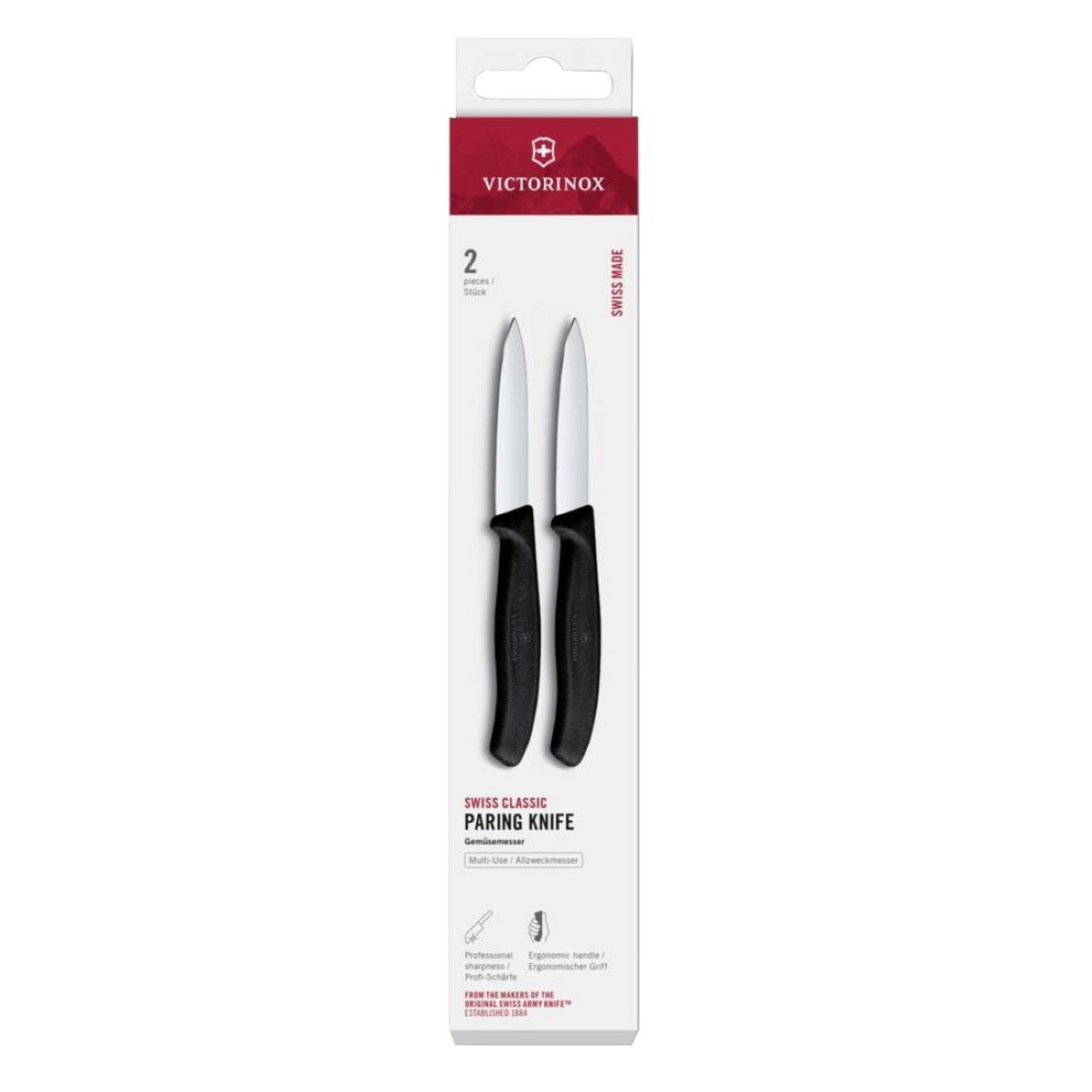 Picture of Victorinox Swiss Classic Paring Knife Straight Pointed Black 8cm (2 Pack)