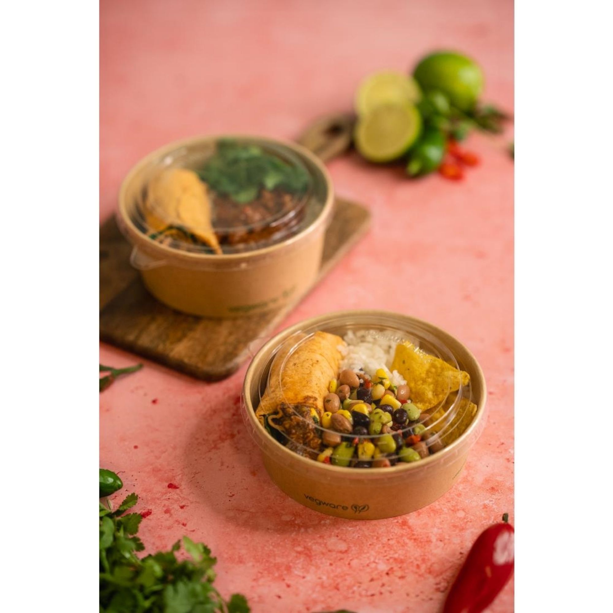 Picture of Vegware Round Food Containers Kraft 150-Series 500ml (300 Pack)