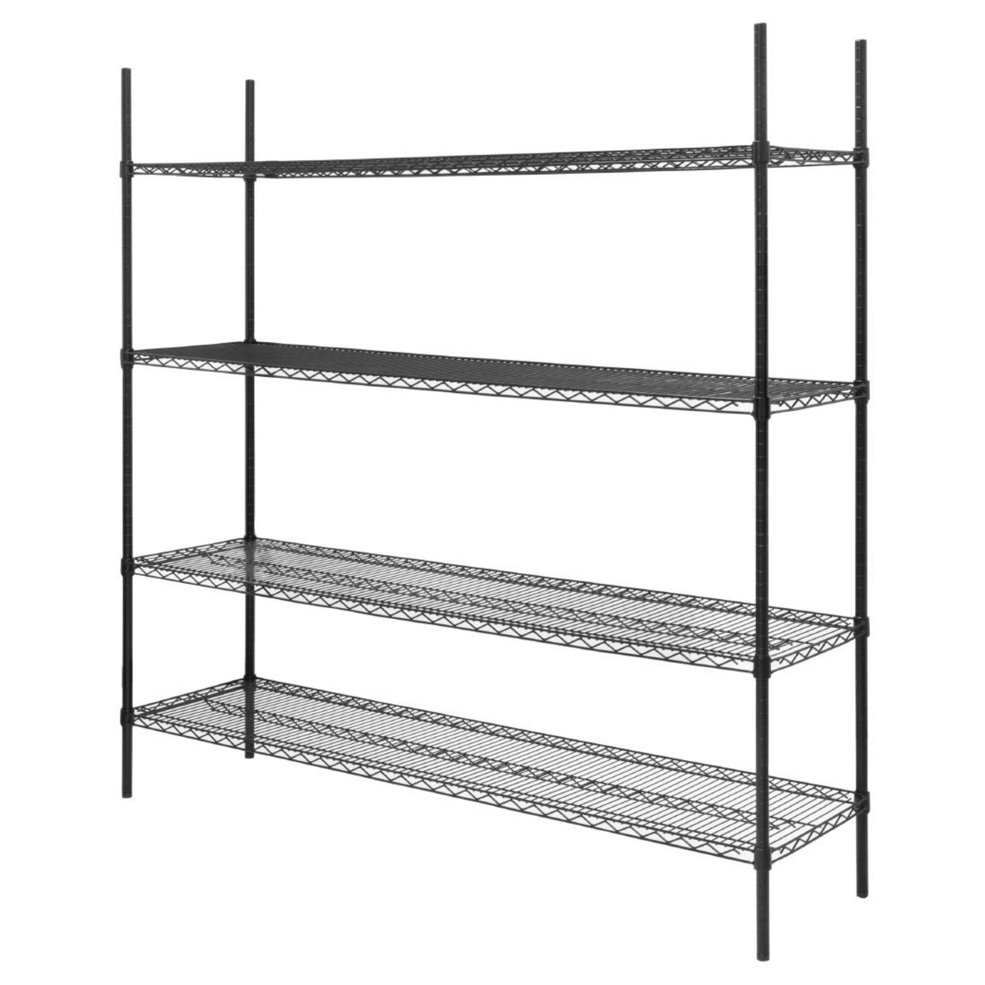 Picture of Nisbets Essentials Flat Pack 4 Shelf Unit Black Epoxy Coated 1830x1820x460mm